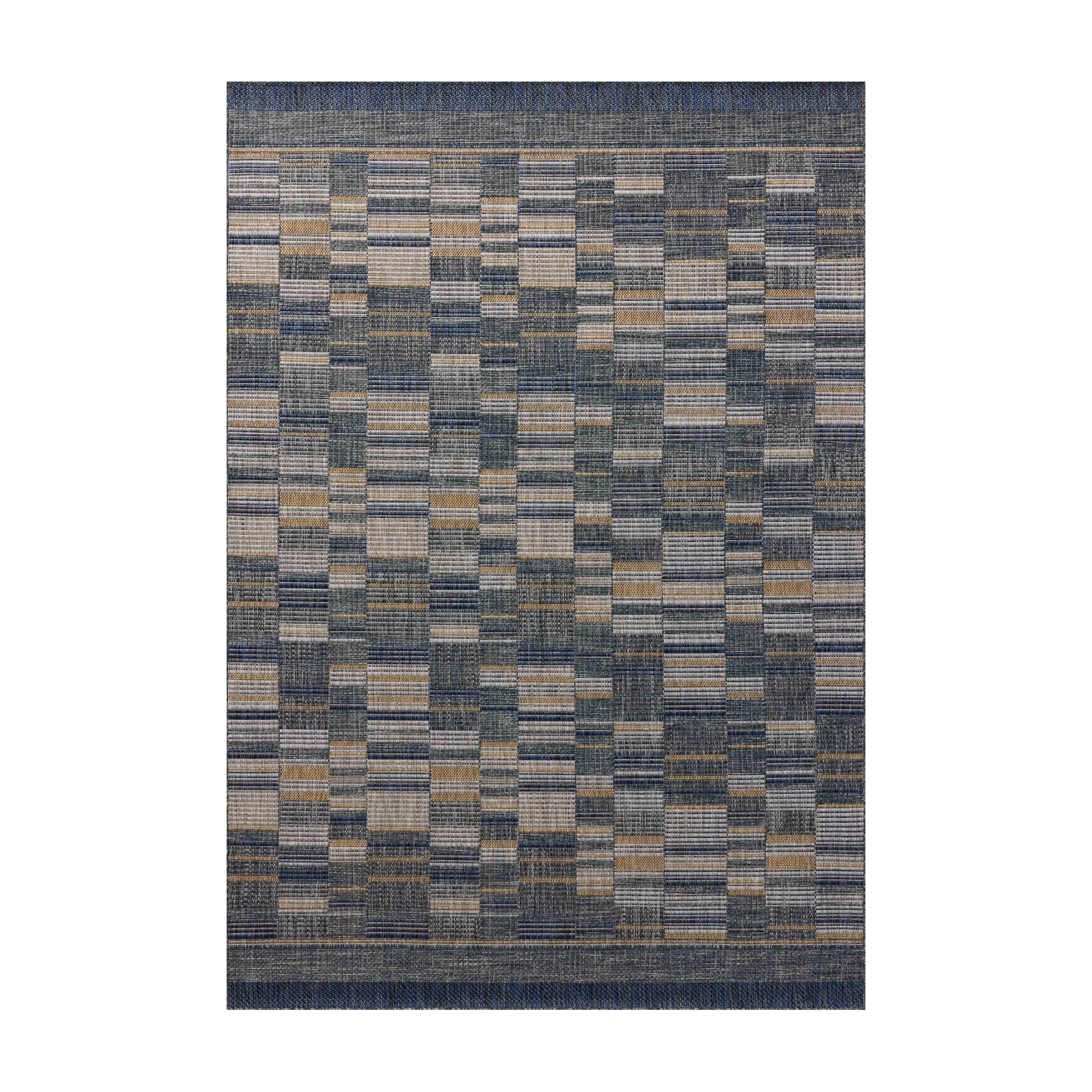 Loloi Birch Denim / Gold Indoor/Outdoor Rug, 18" x 18"