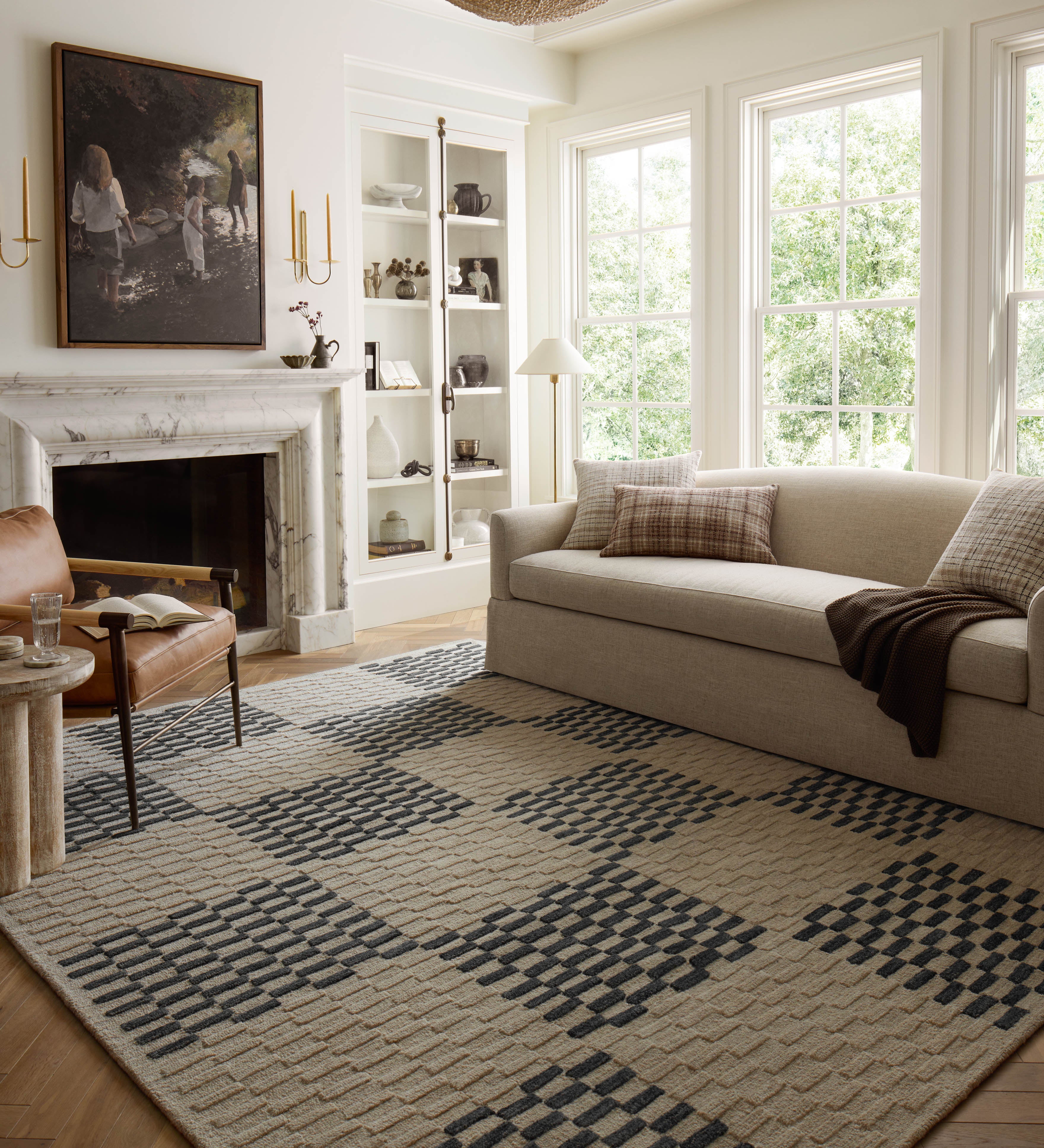 Chris Loves Julia x Loloi Bradley Beige / Midnight Rug 0-RUGS-wool Loloi