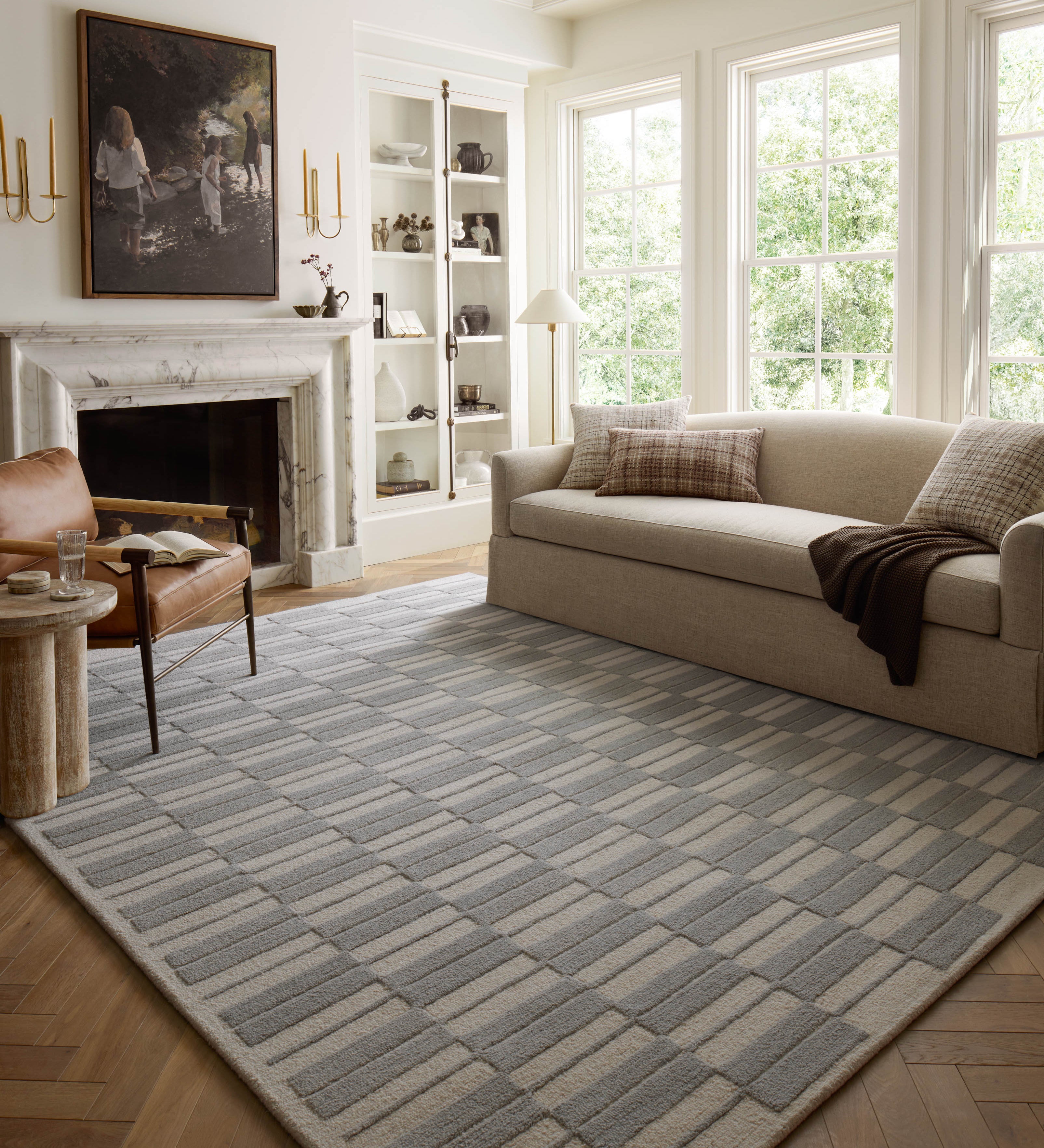 Chris Loves Julia x Loloi Bradley Ivory / Grey Rug 0-RUGS-wool Loloi