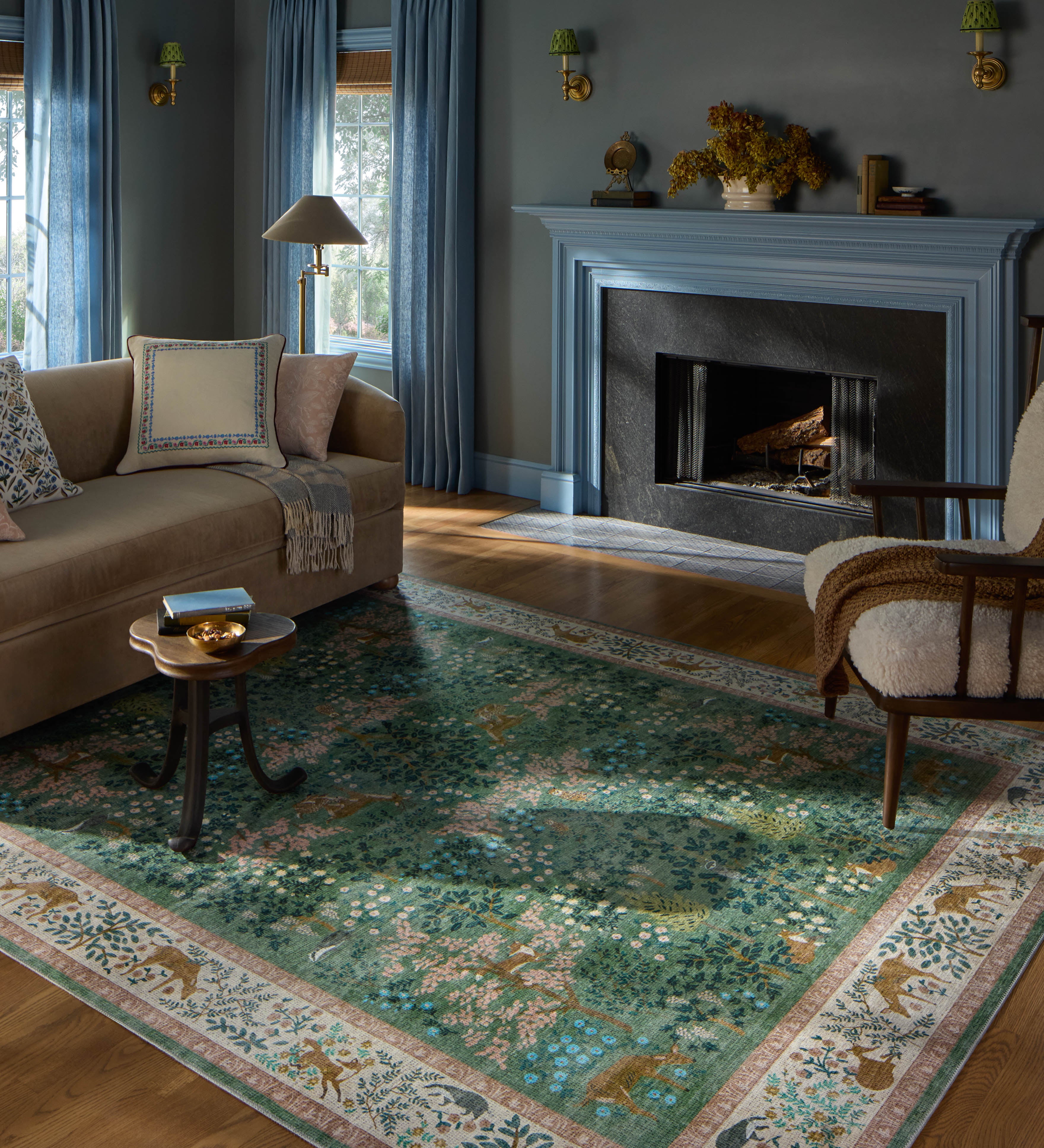 Rifle Paper Co. x Loloi Canopy Sage / Blush Rug