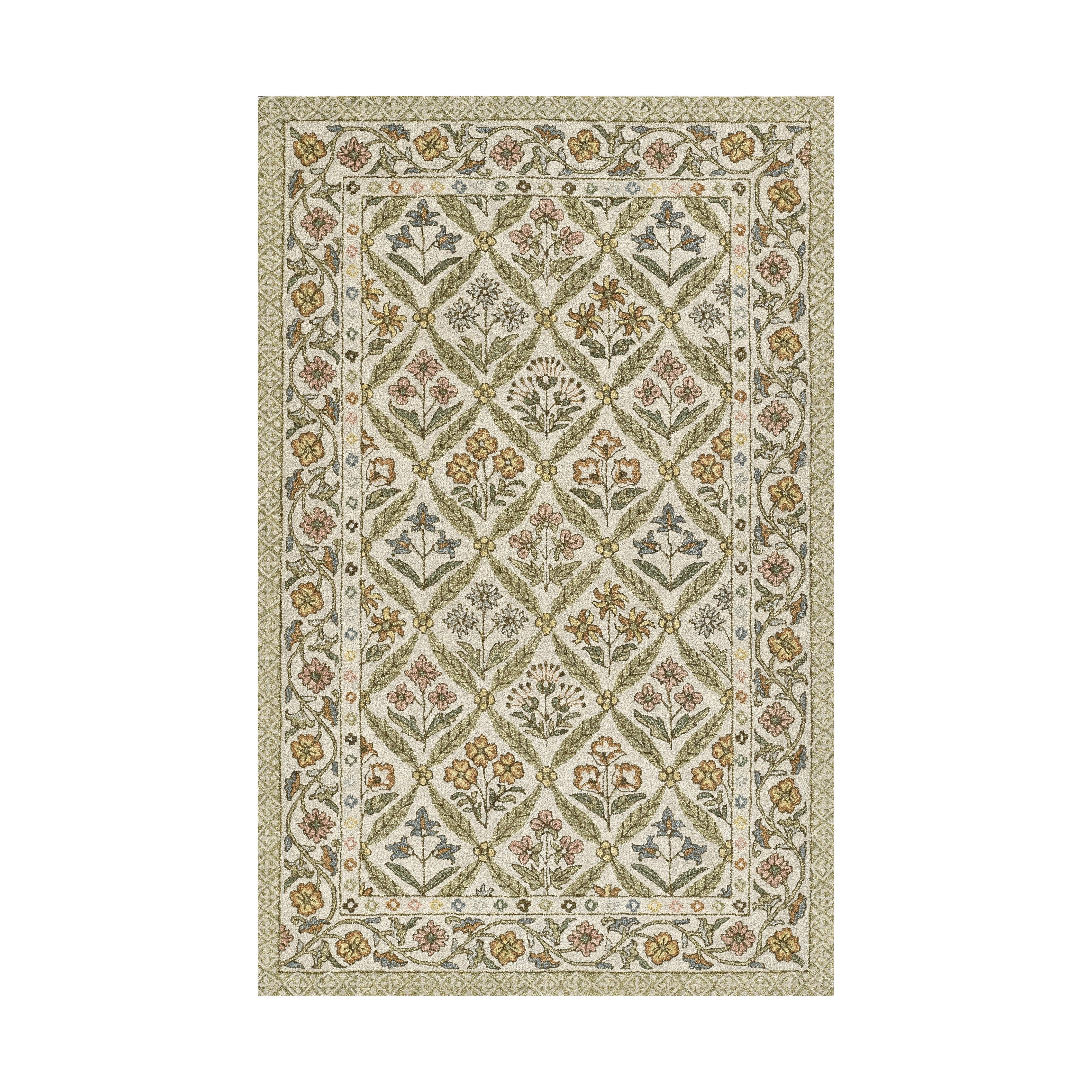 Cotswold Lattice Hand Tufted Rug RUGS - wool Momeni Green / Multi 2' x 3'