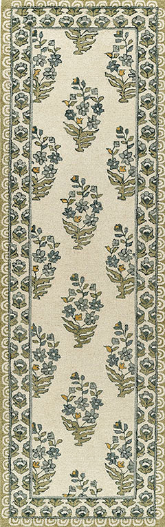 Cotswold Block Print Hand Tufted Rug RUGS - wool Momeni