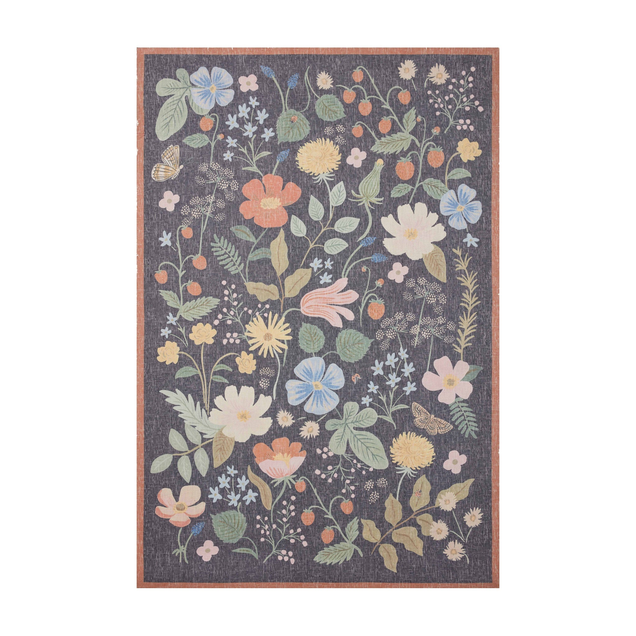 Rifle Paper Co. x Loloi Cotswolds Black Rug, 18" x 18"