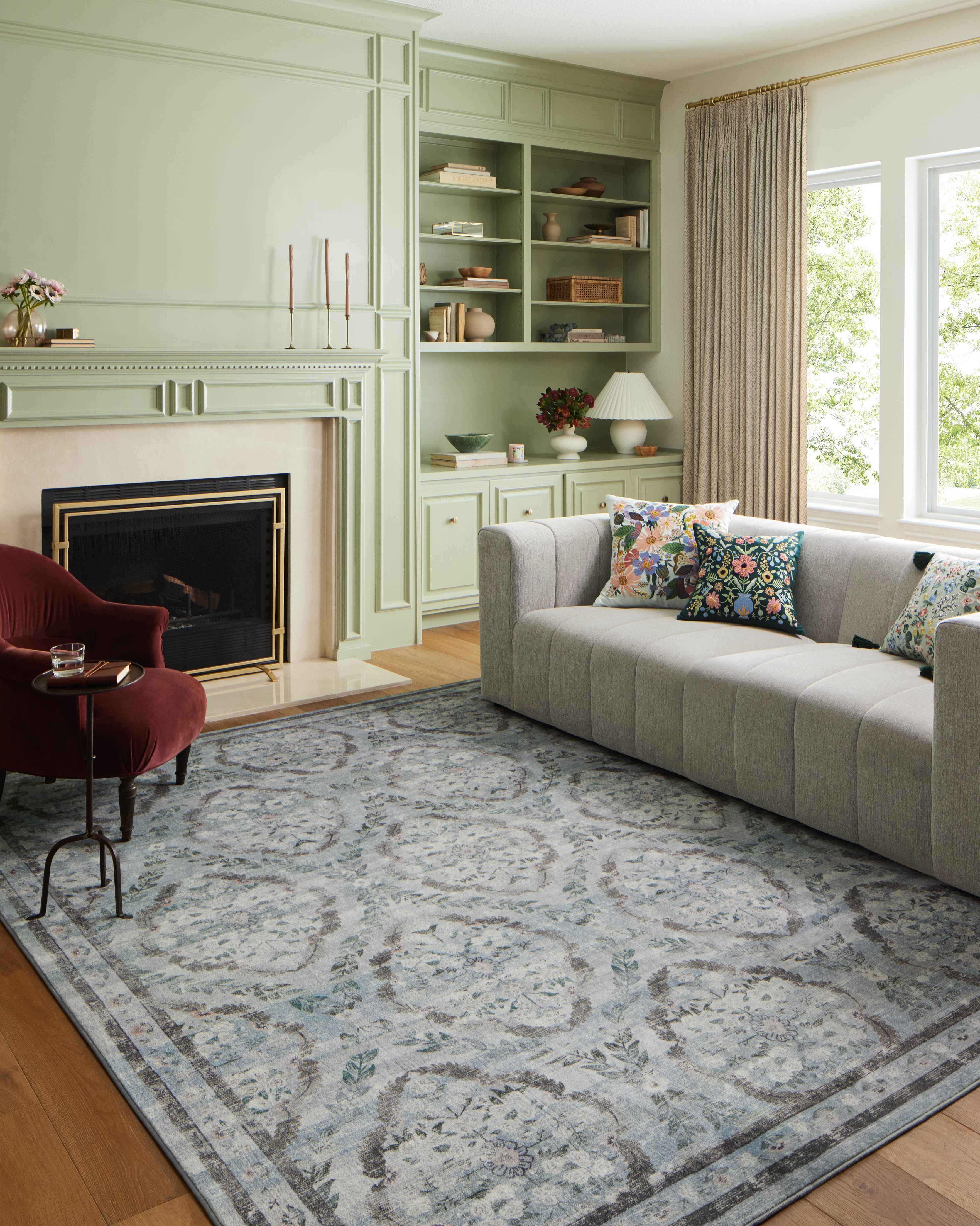 Rifle Paper Co. x Loloi Courtyard Chateau Blue Rug 3-patterned rugs Loloi