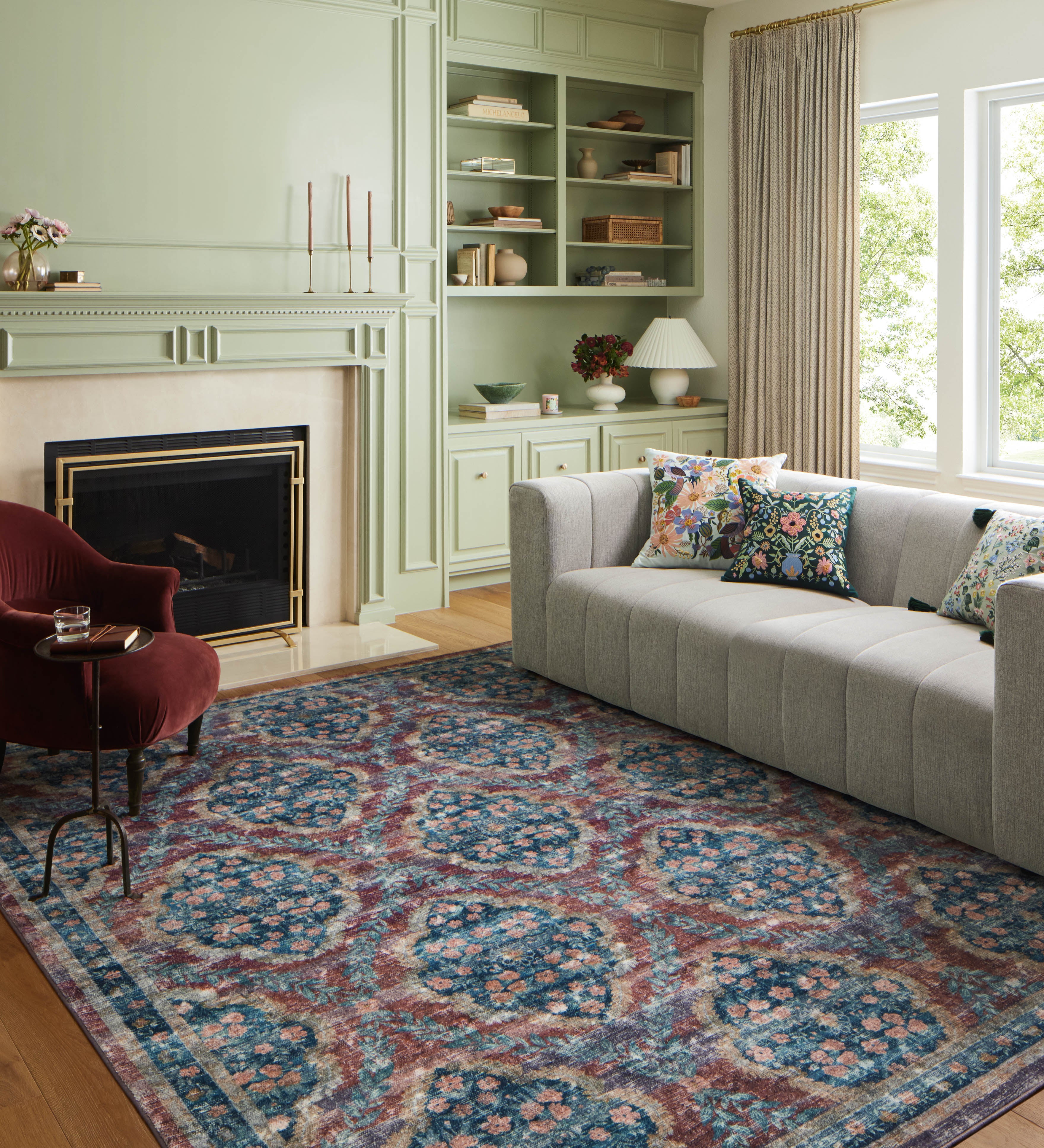 Rifle Paper Co. x Loloi Courtyard Chateau Red Rug – view 2