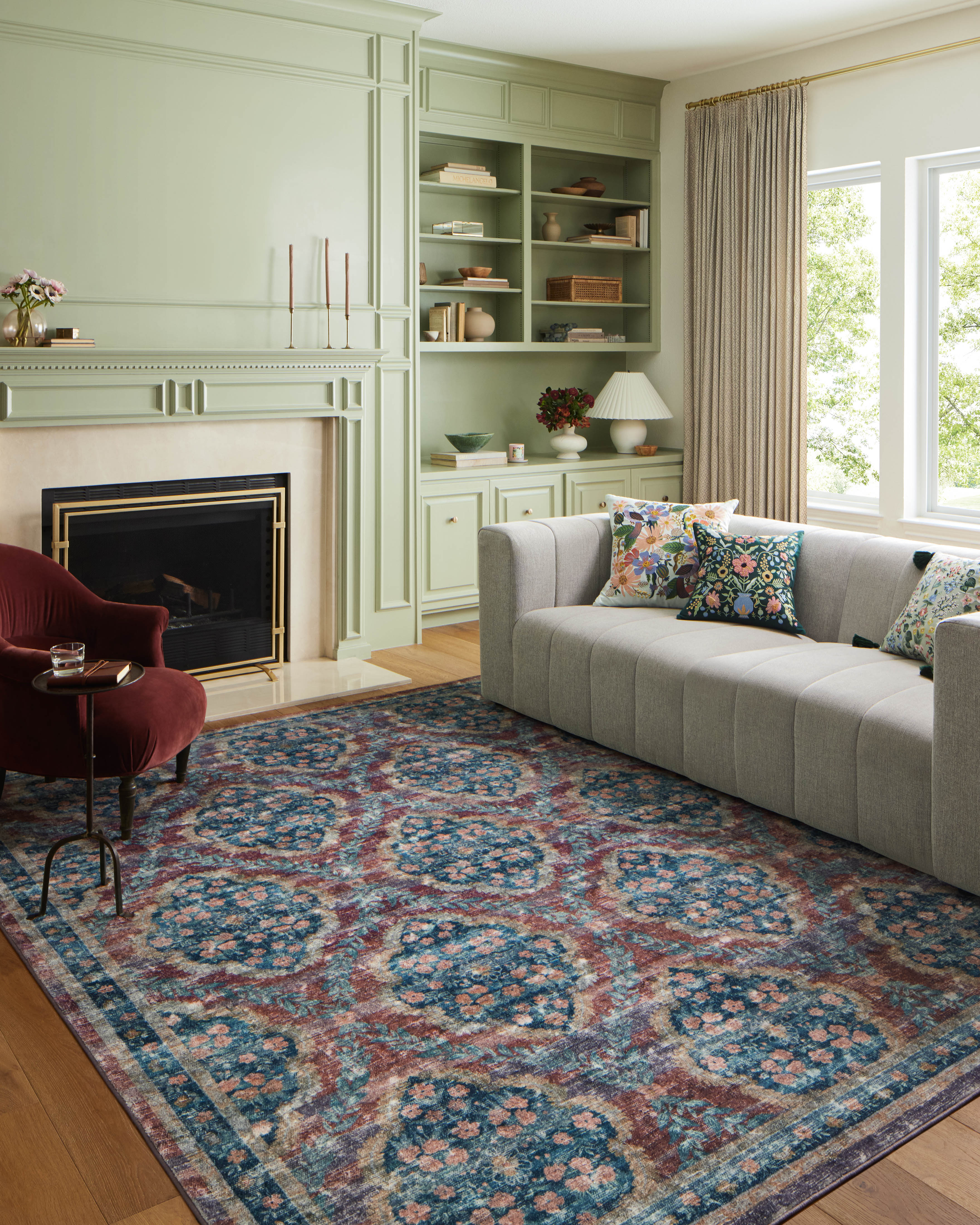 Rifle Paper Co. x Loloi Courtyard Chateau Red Rug 3-patterned rugs Loloi