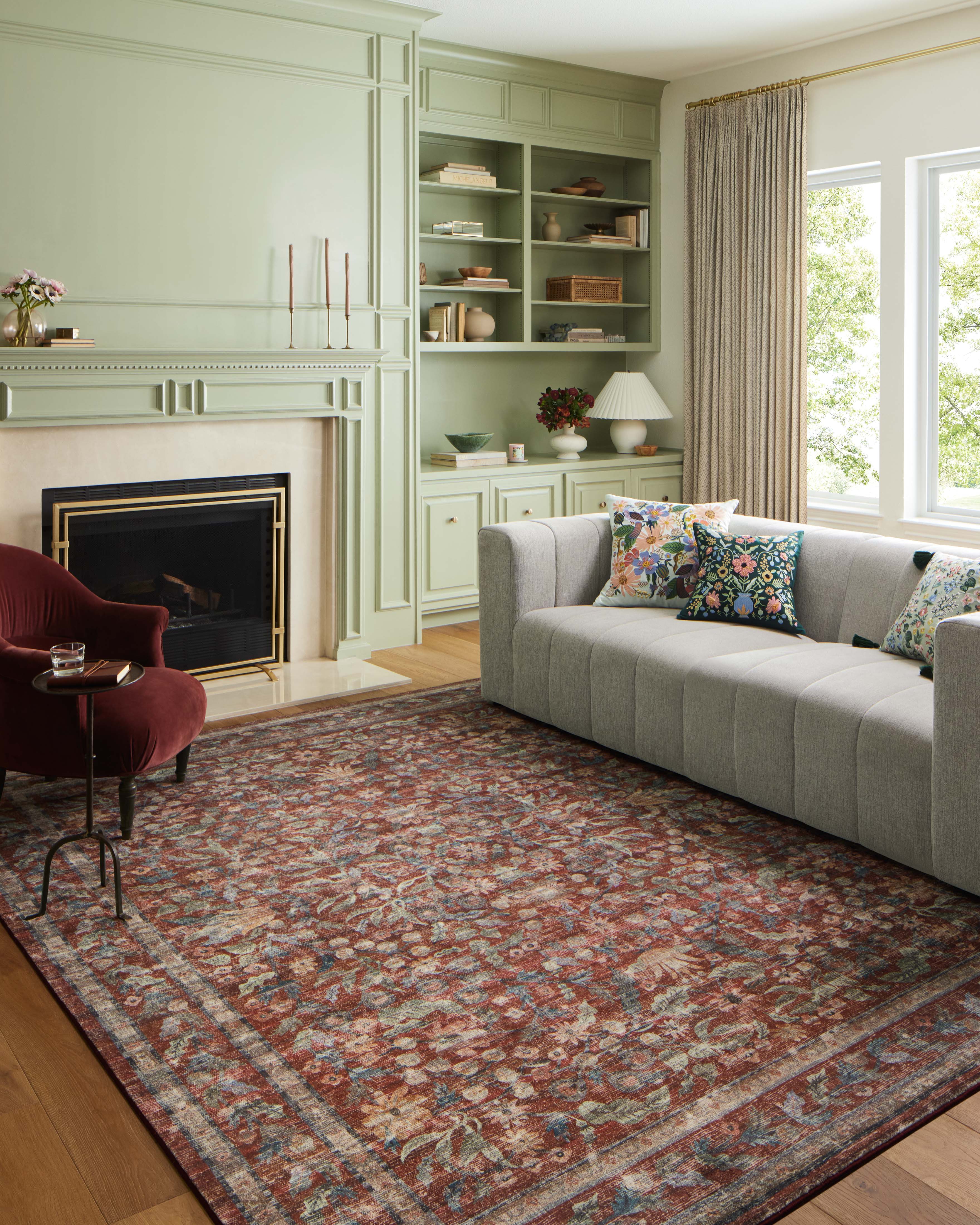 Rifle Paper Co. x Loloi Courtyard Crimson Oval Rug RUGS - synthetic Loloi