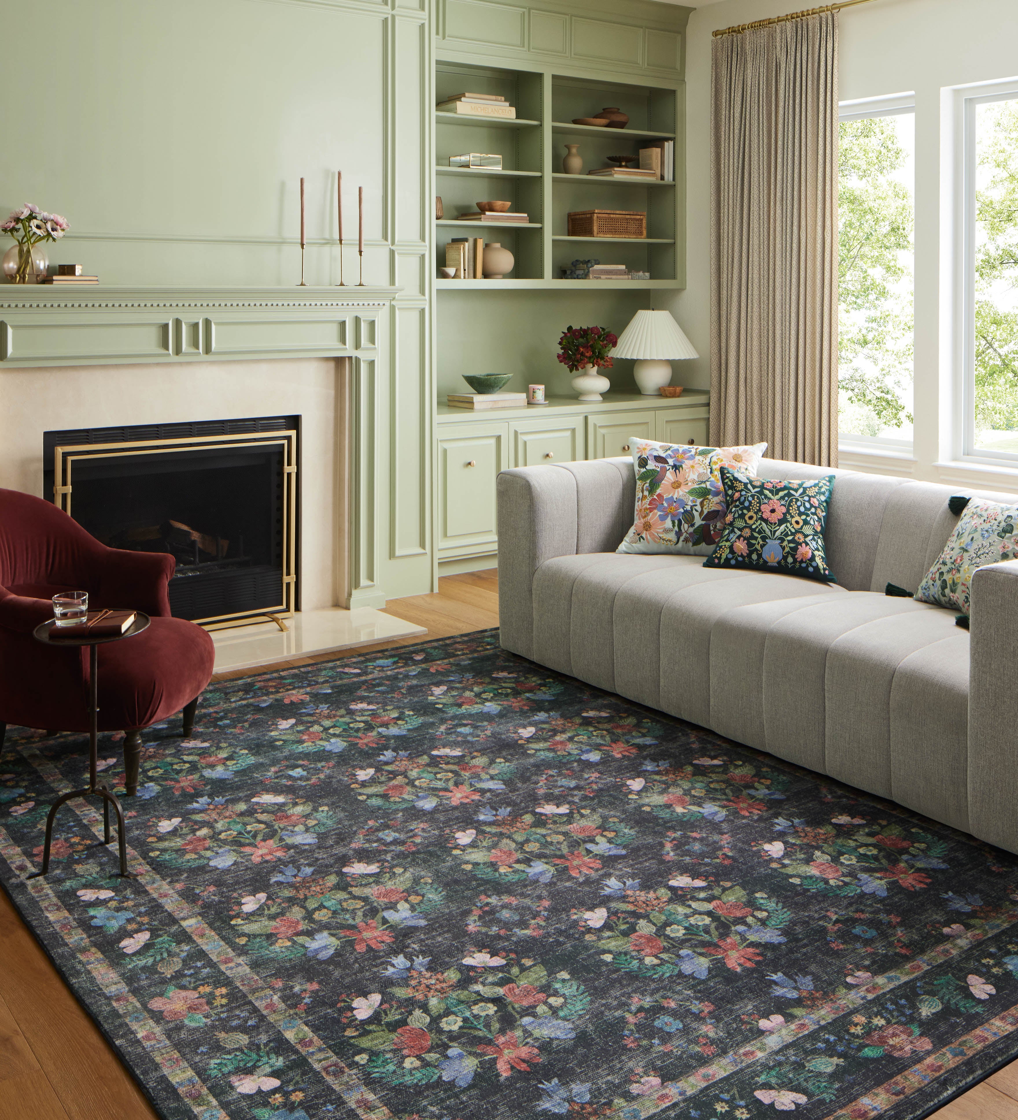Rifle Paper Co. x Loloi Courtyard Seville Charcoal Rug – view 2