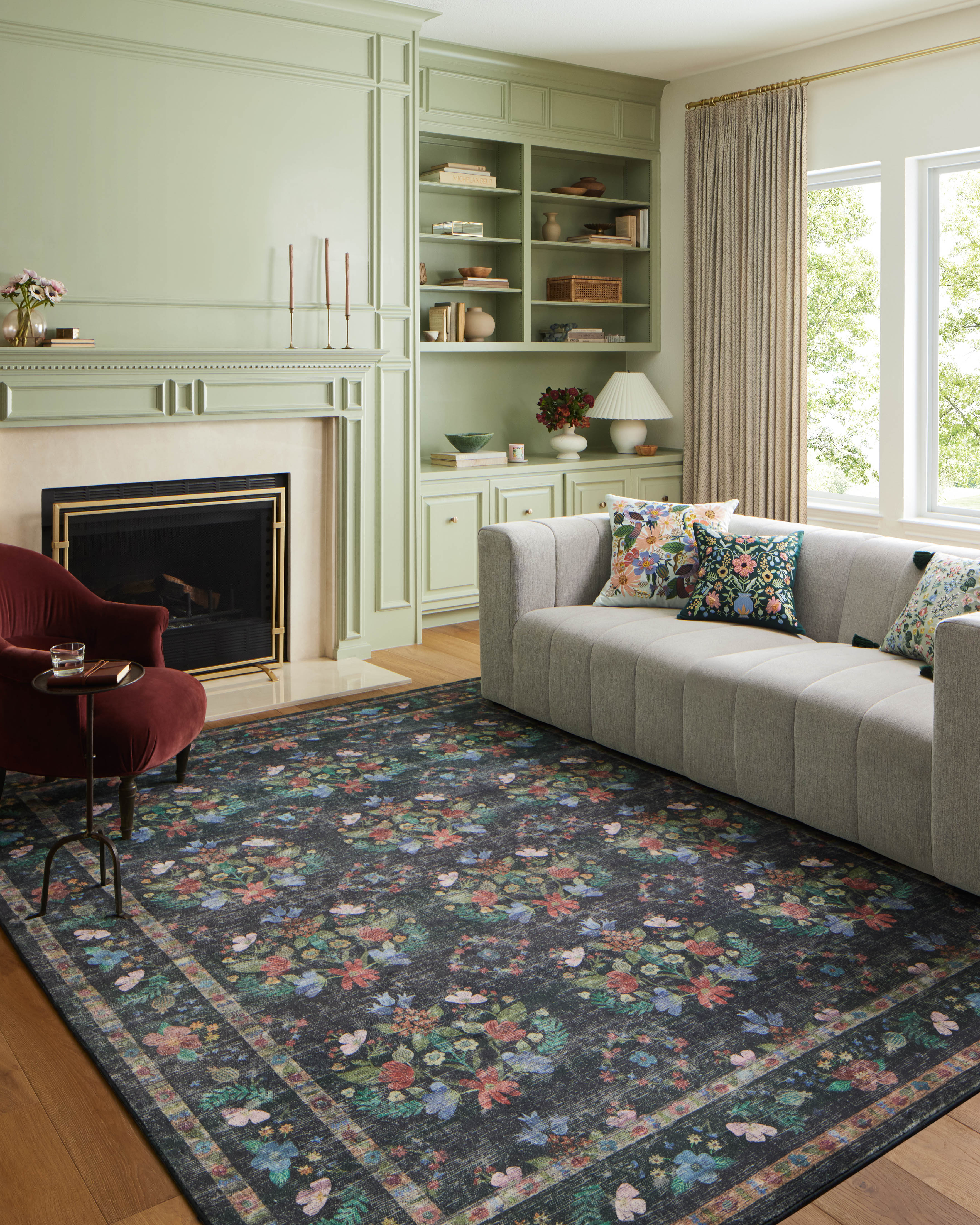 Rifle Paper Co. x Loloi Courtyard Seville Charcoal Rug 3-patterned rugs Loloi
