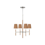 Bryant Small Wrapped Chandelier LIGHTING - chandelier Visual Comfort - Signature Polished Nickel and Natural Leather 4" x 5.5" x 6" Natural Leather
