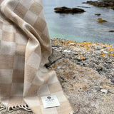 Supersoft Beige Check Wool Blanket