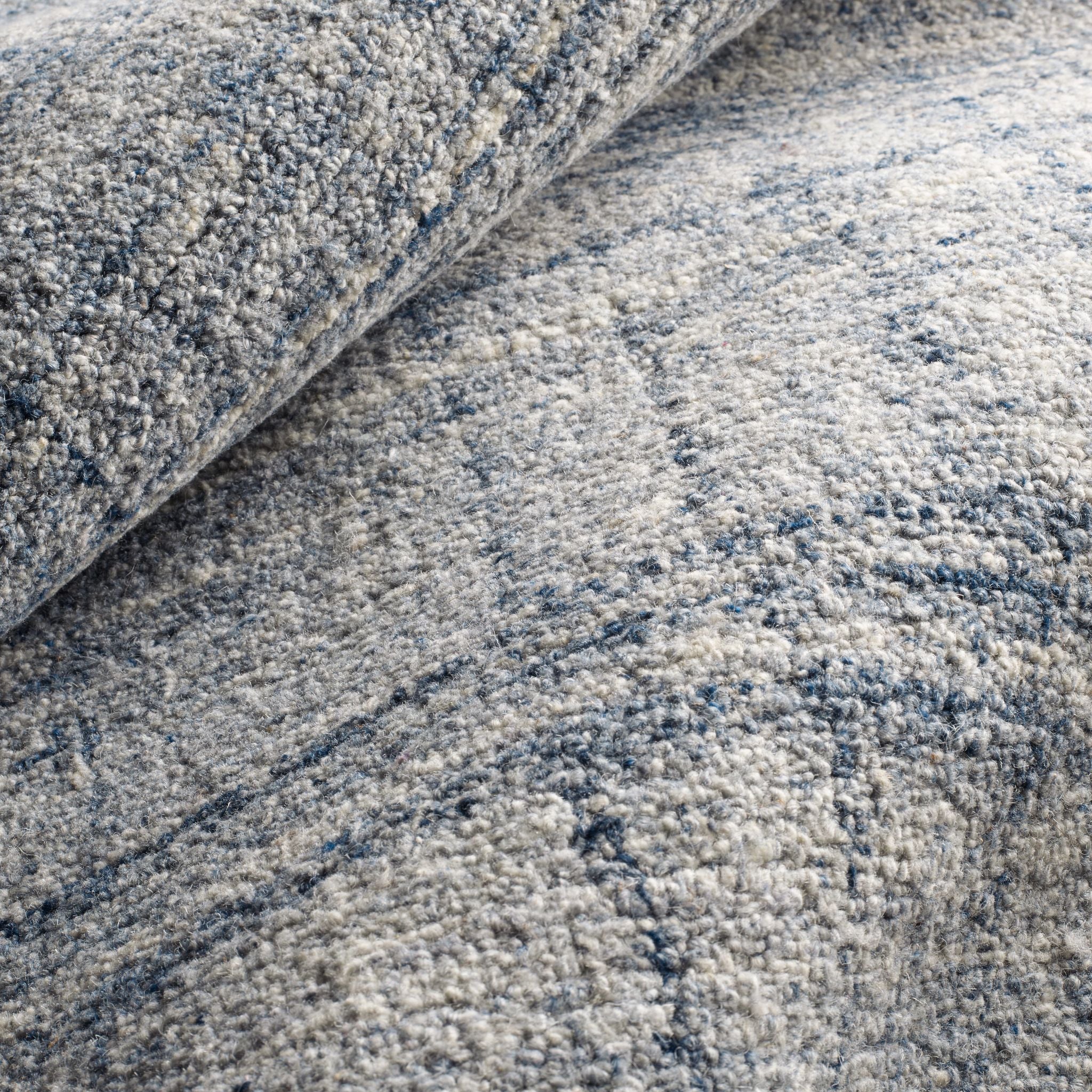 Harris Blue/Ivory Hand Micro Hooked Wool Rug-Rug & Weave