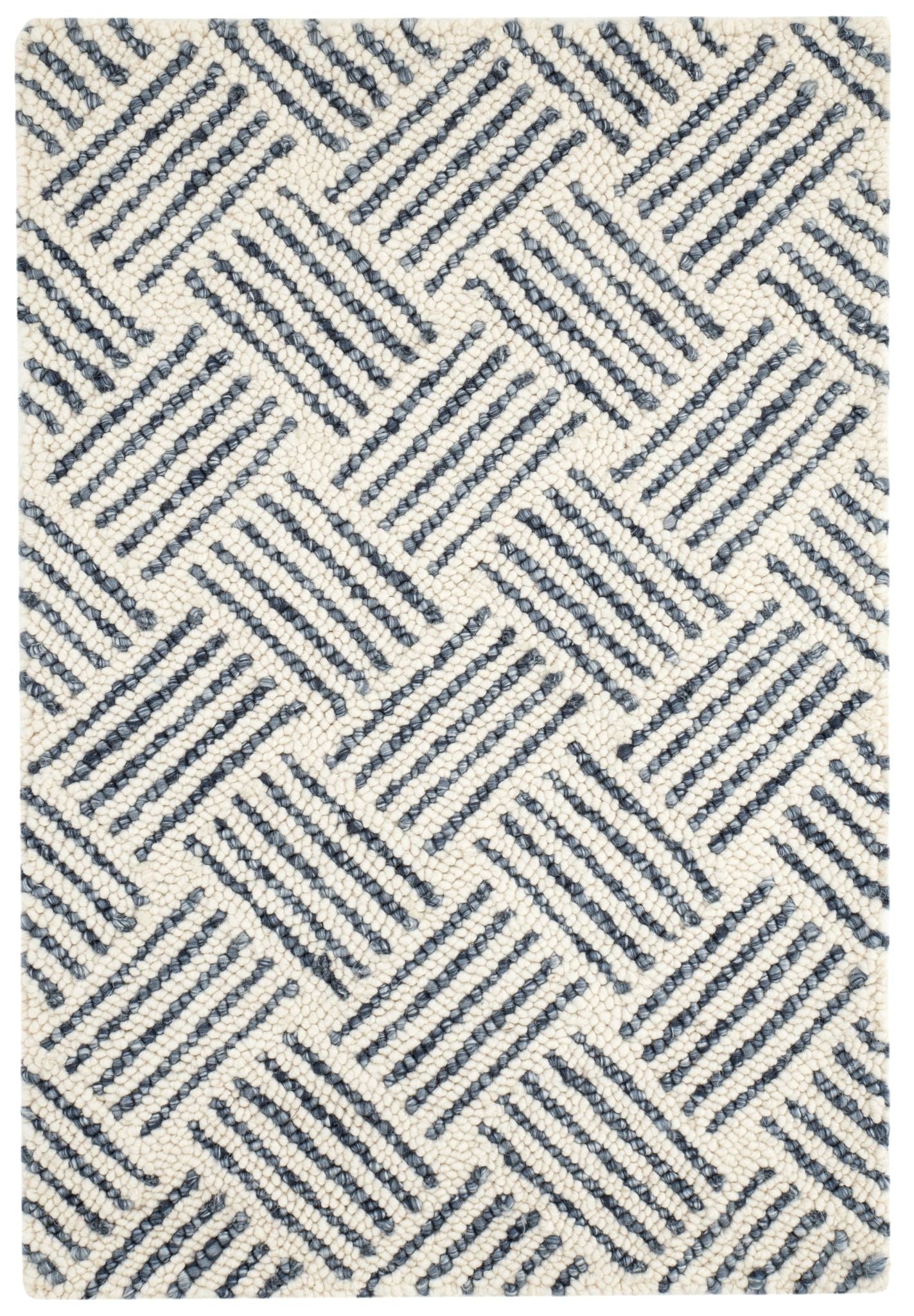 Layers Indigo Hand Hooked Wool Rug- Rug & Weave