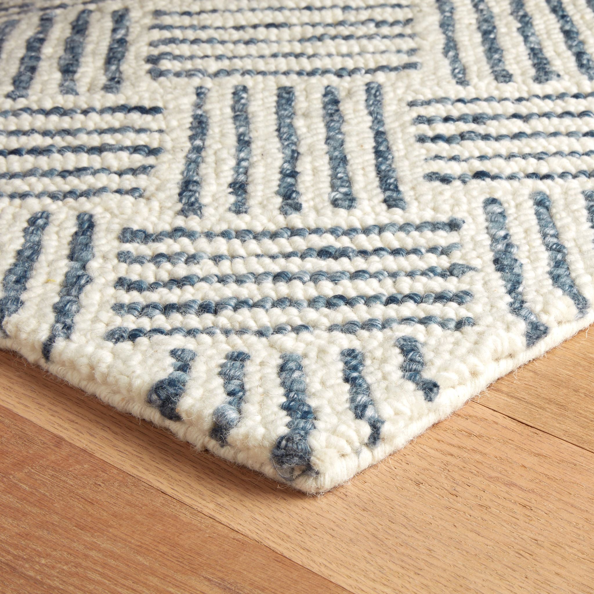 Layers Indigo Hand Hooked Wool Rug- Rug & Weave