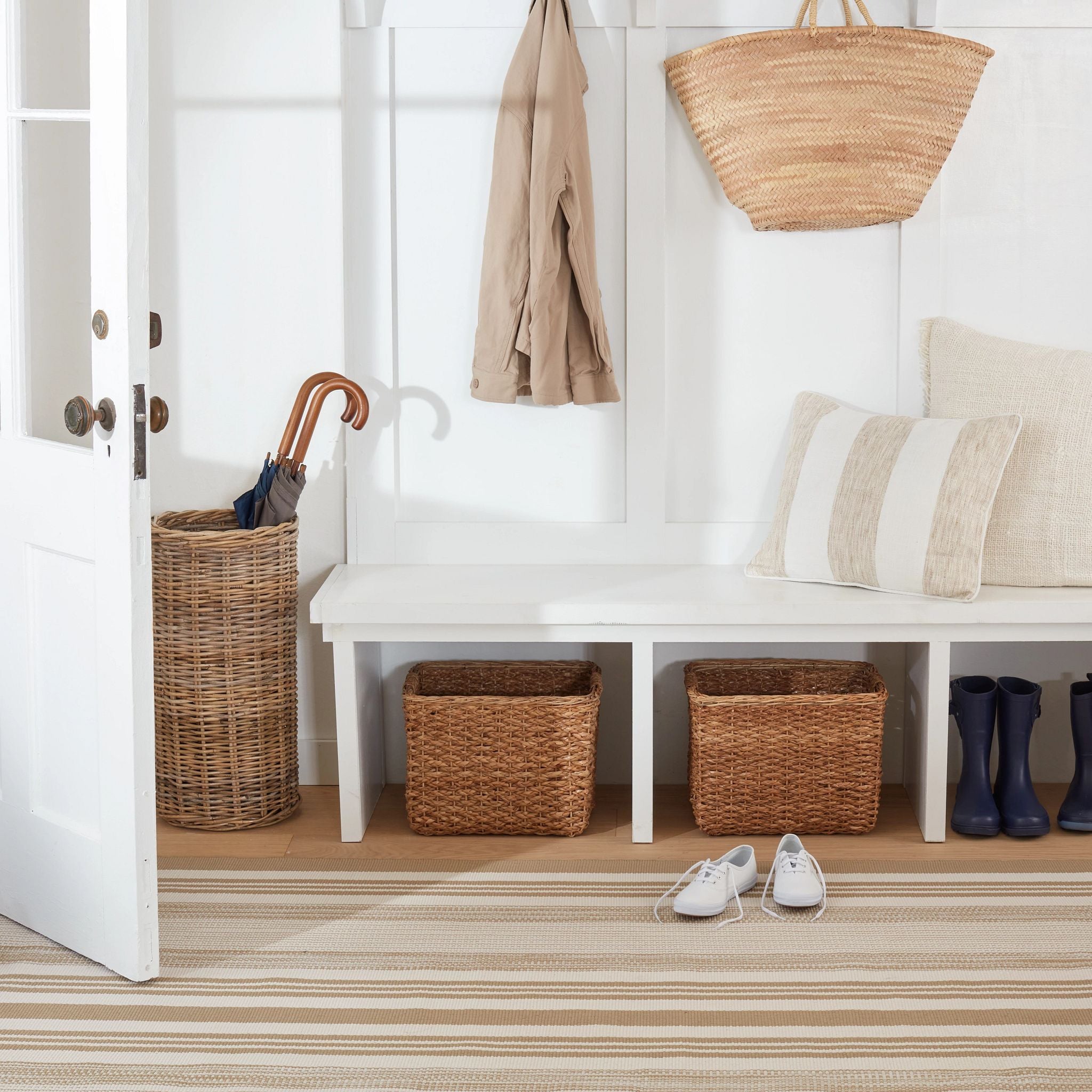 Quincy Stripe Handwoven Indoor/Outdoor Rug RUGS - synthetic Dash & Albert