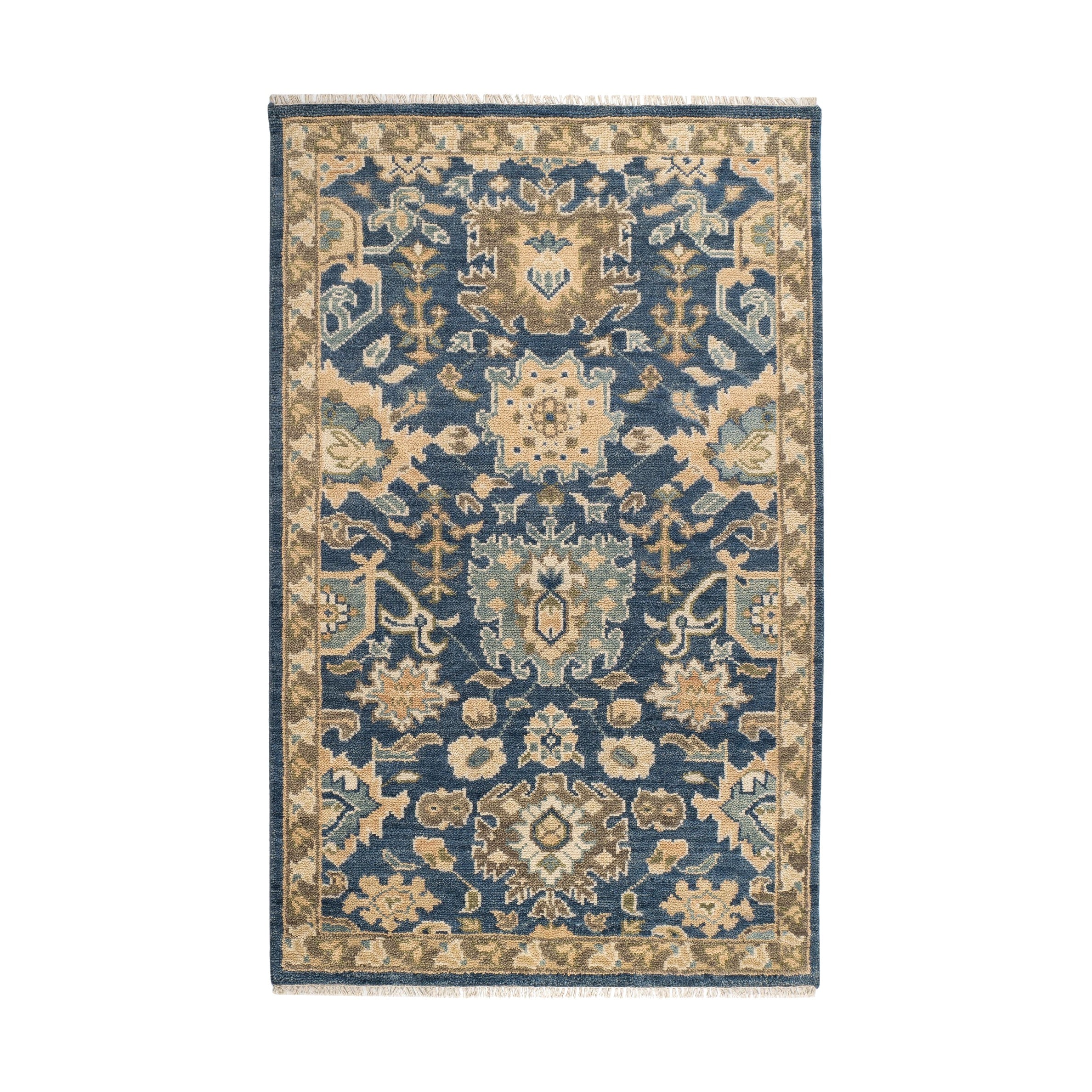 Camille Hand Knotted Wool Rug RUGS - wool Dash & Albert 2'6" x 8' Navy