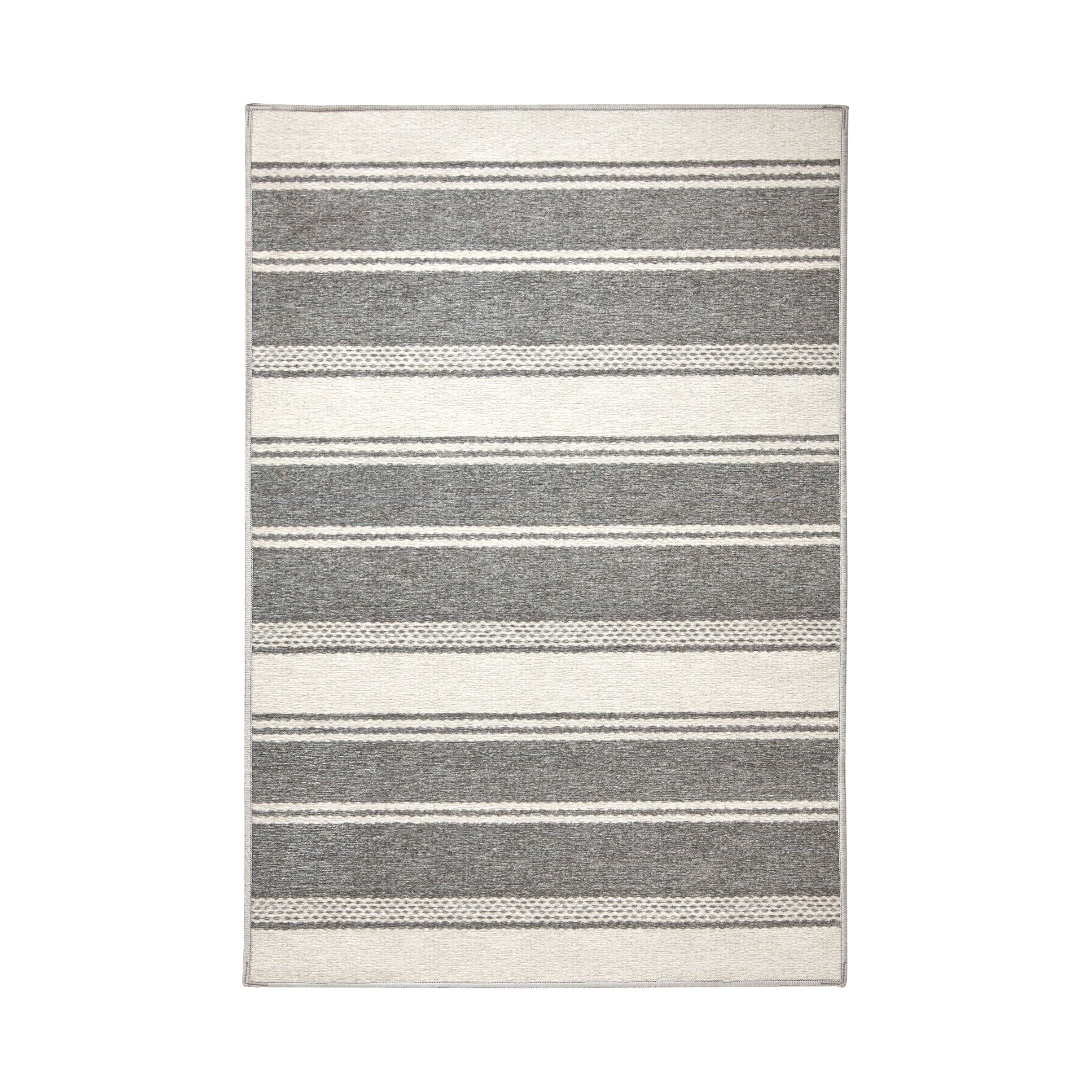 Bowman Stripe Machine Washable Rug RUGS - washable Dash & Albert Grey 2' x 3'