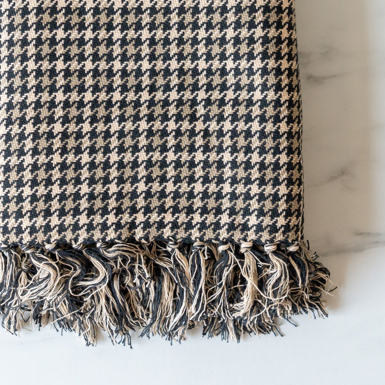 Brown Houndstooth Throw Blanket - Rug & Weave