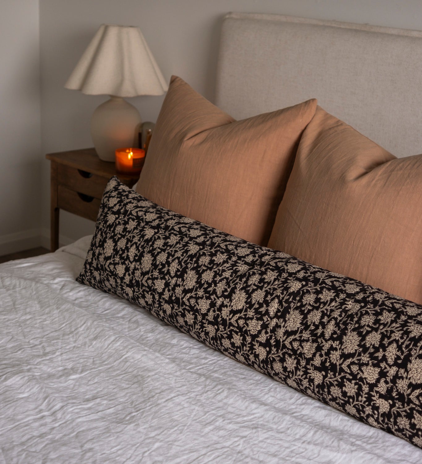 Mica Long Lumbar Pillow Cover 1 - PILLOWS - block print - neutral Rug & Weave Pillows