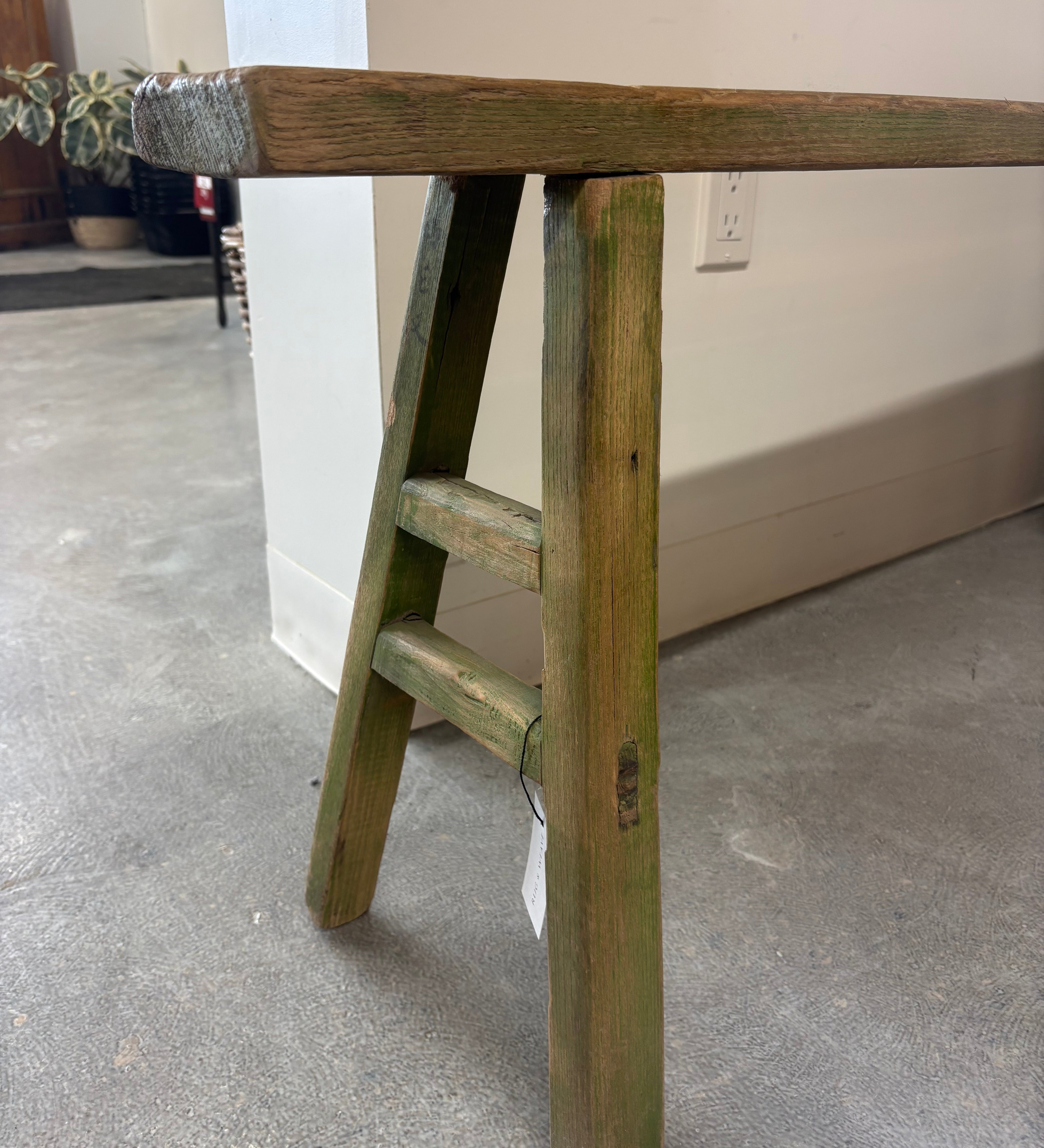 FLOOR MODEL - Green Vintage Wood Bench FURNITURE - floor model Blue Ocean Traders