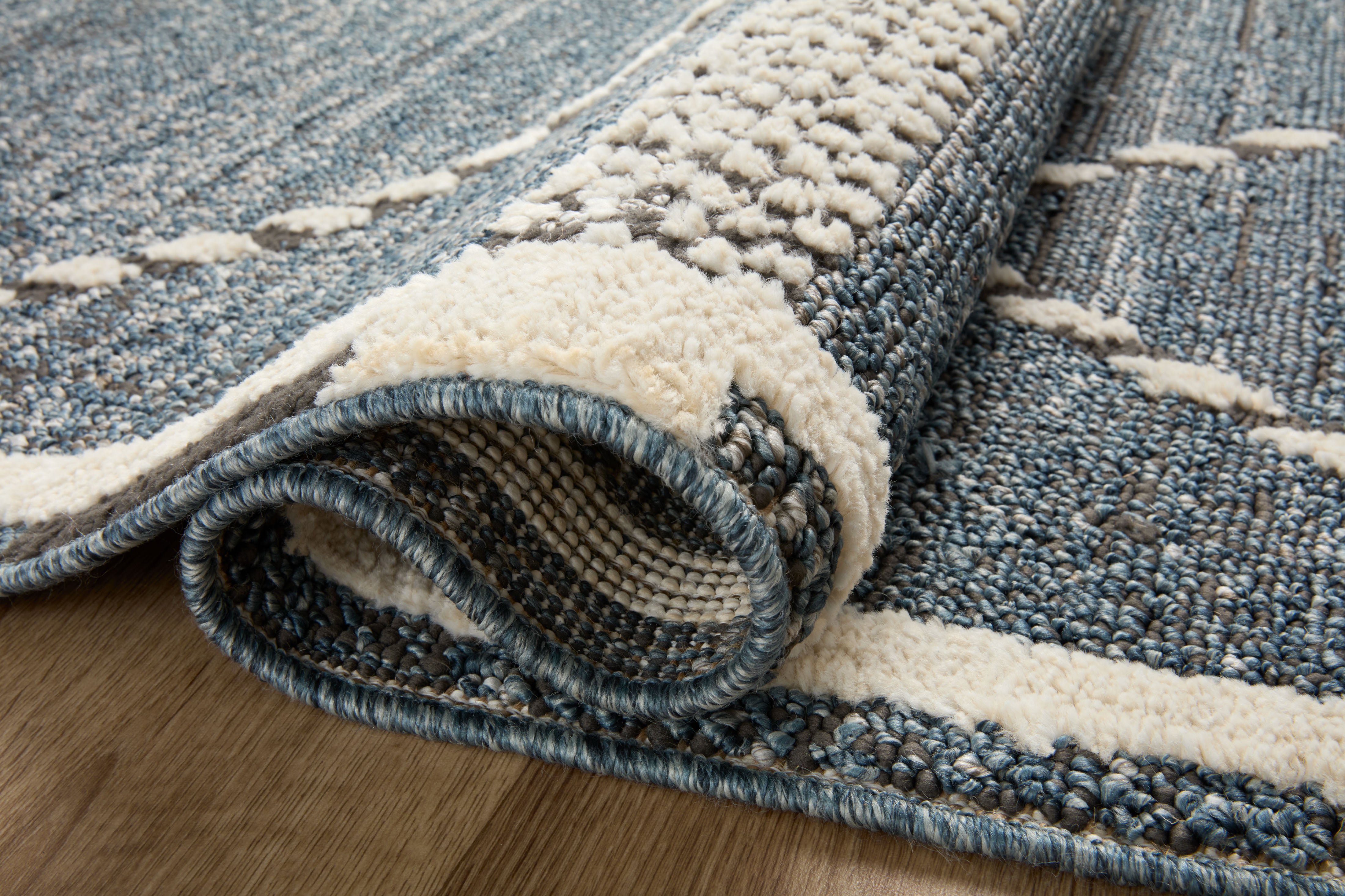 Loloi Fabian Denim / Charcoal Square Rug RUGS - synthetic Loloi