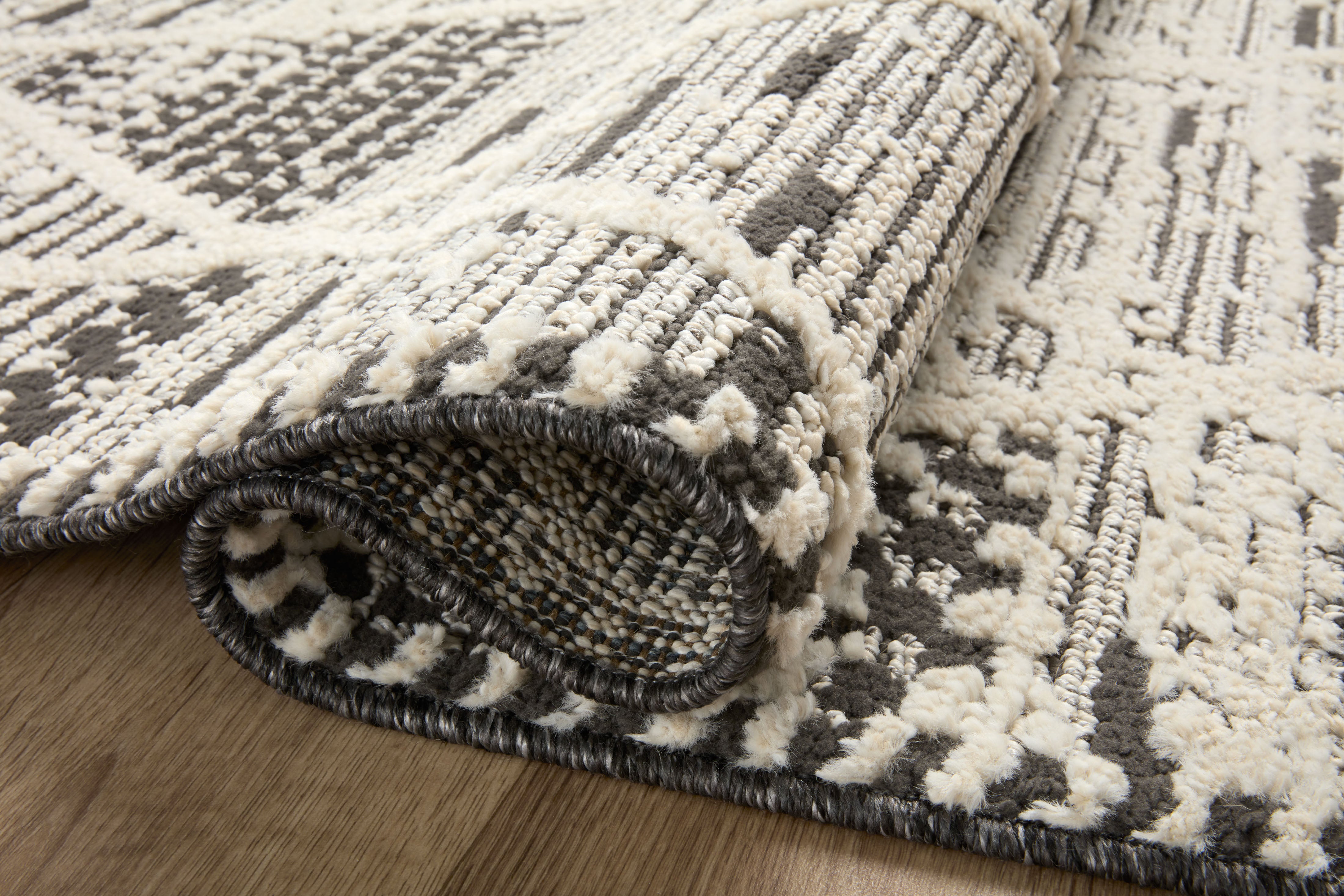 Loloi Fabian Charcoal / Ivory Square Rug No.1 RUGS - synthetic Loloi