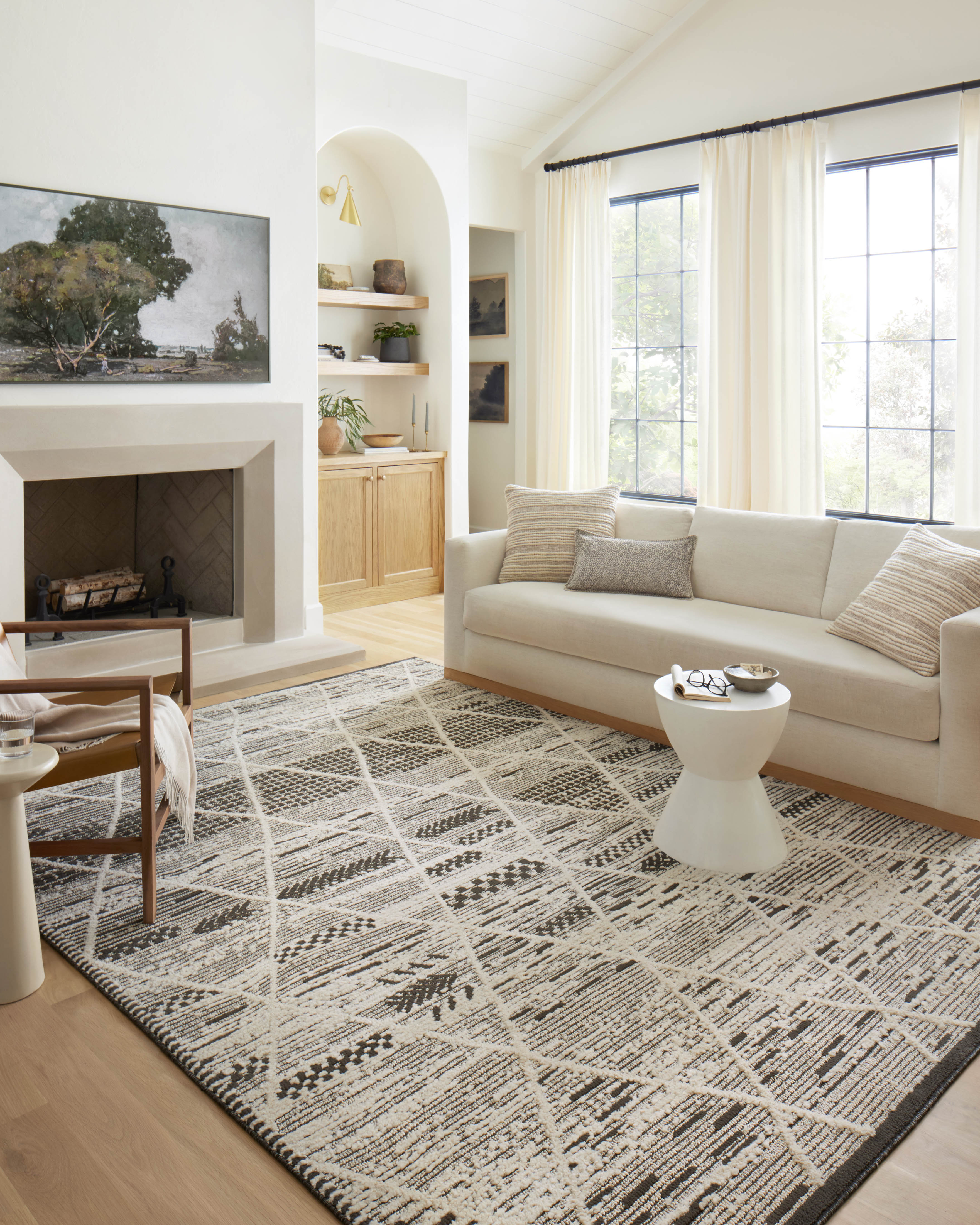 Loloi Fabian Charcoal / Ivory Square Rug No.1 RUGS - synthetic Loloi