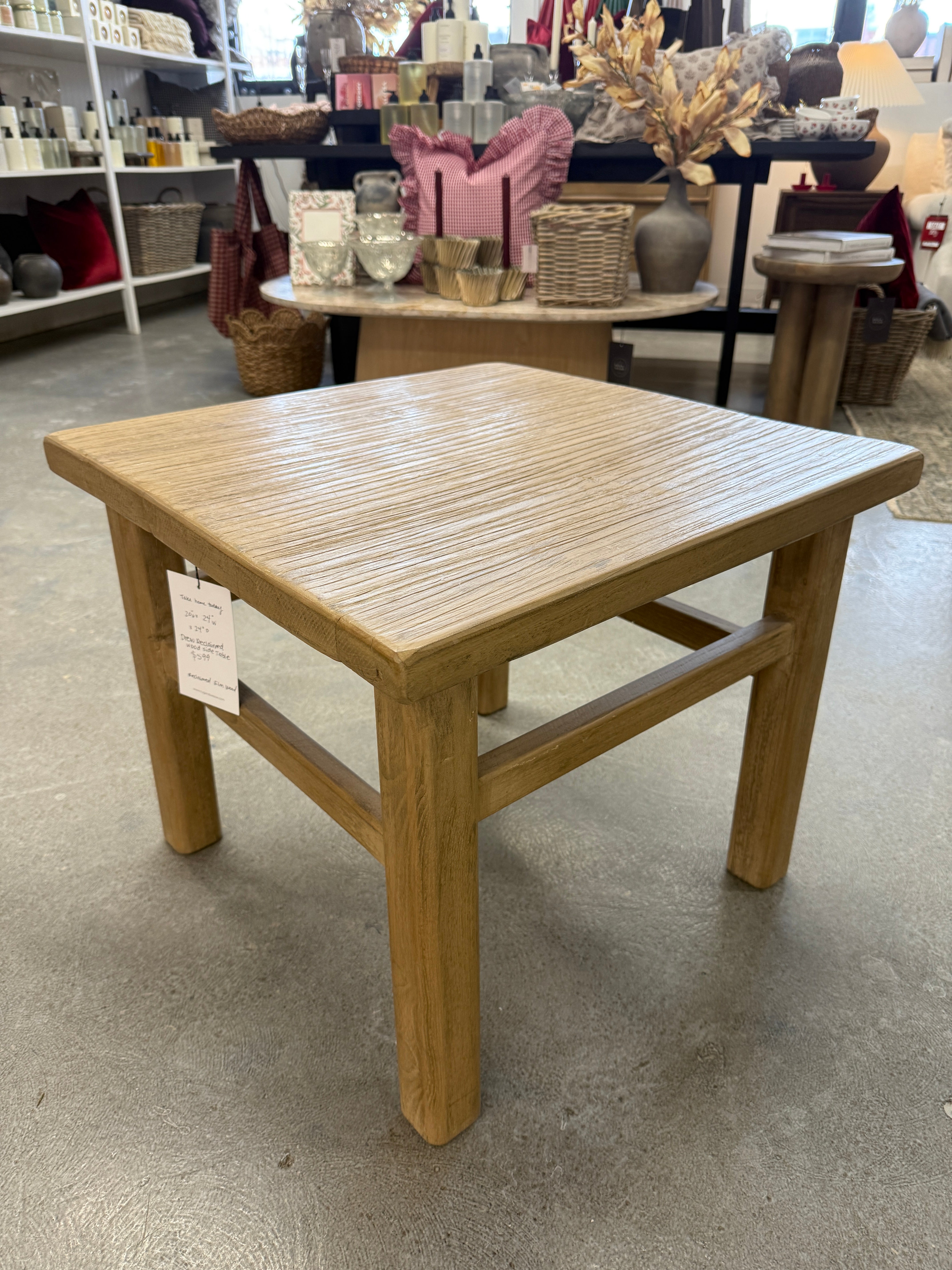 FLOOR MODEL - Drew Reclaimed Wood Side Table FURNITURE - floor model Hauer Market