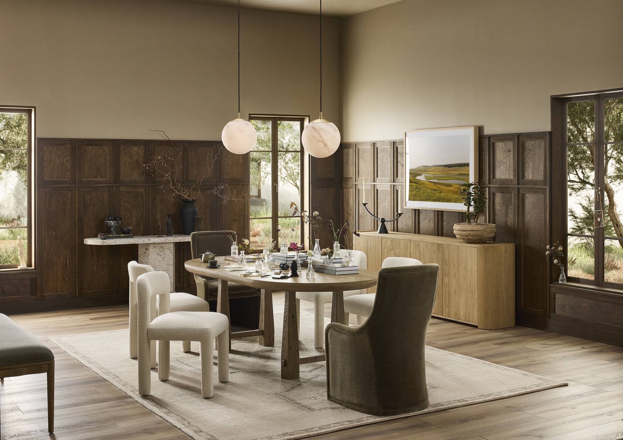 Godric Oval Extension Dining Table FURNITURE - dining table Four Hands