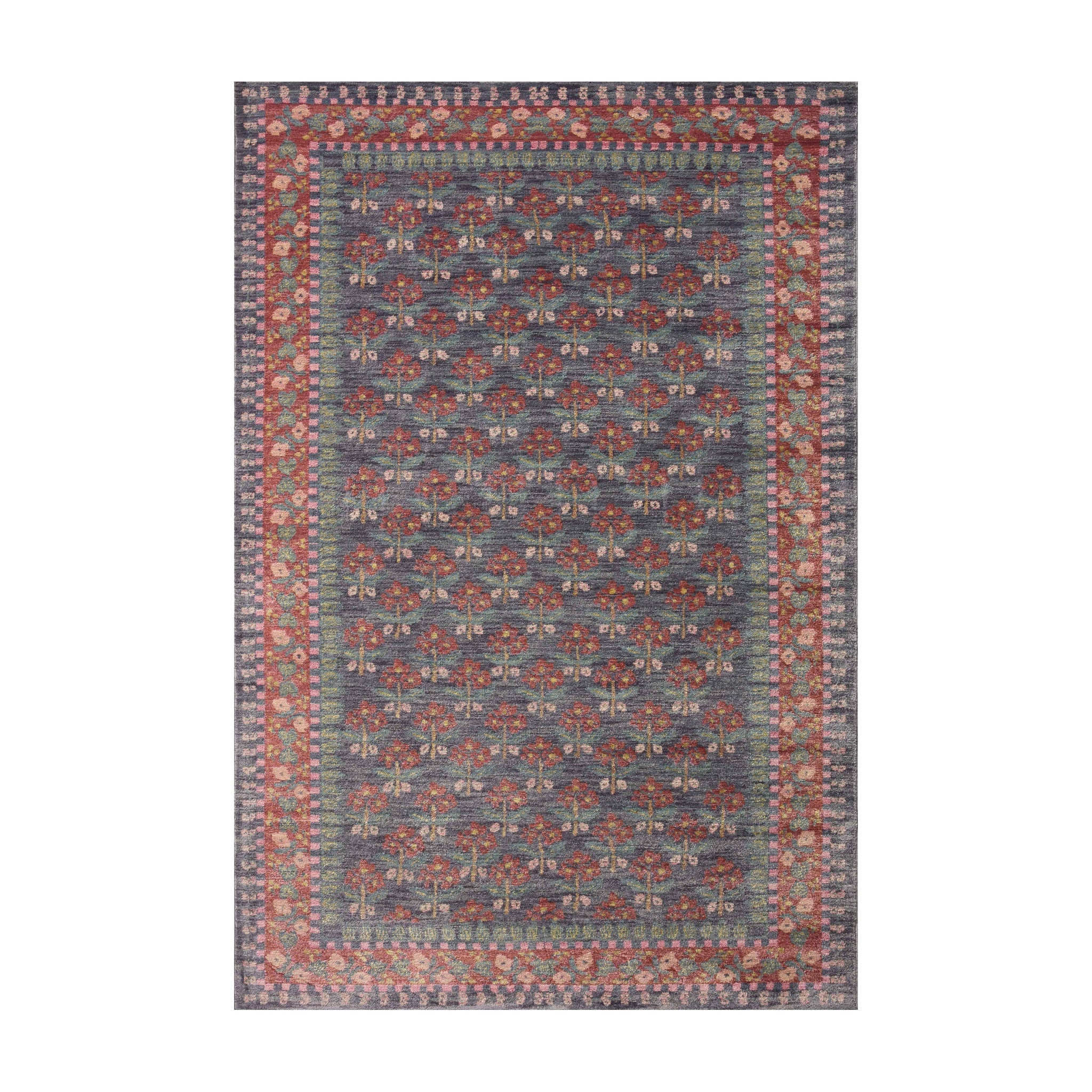 Rifle Paper Co. x Loloi Fiore Navy Rug No.1, 18" x 18"