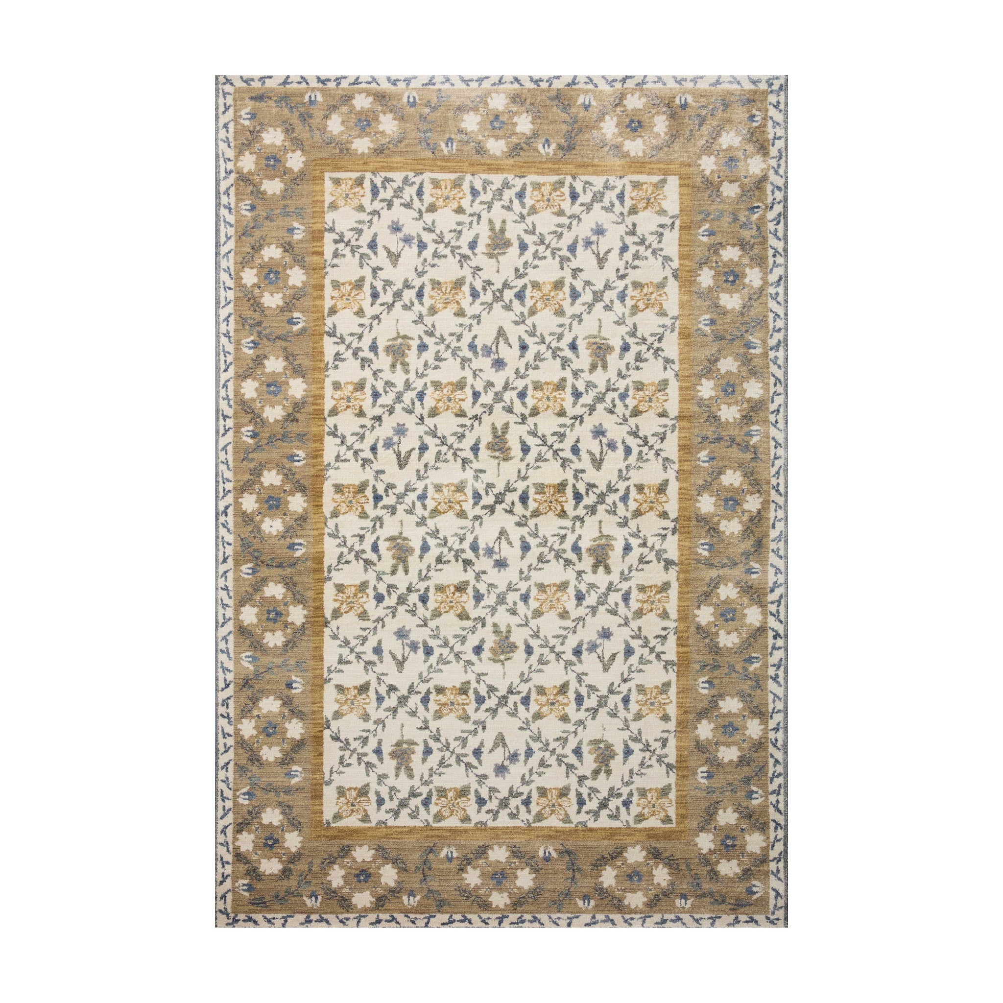 Rifle Paper Co. x Loloi Fiore Gold Rug, 18" x 18"