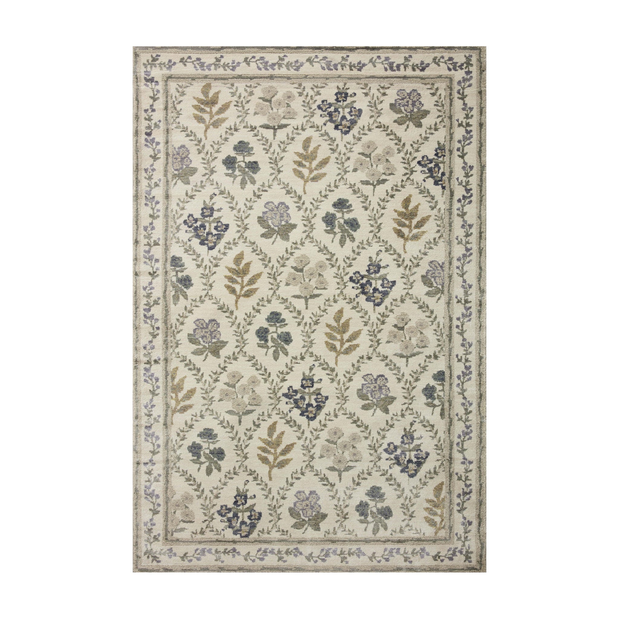 Rifle Paper Co. x Loloi Fiore Ivory Rug, 18" x 18"