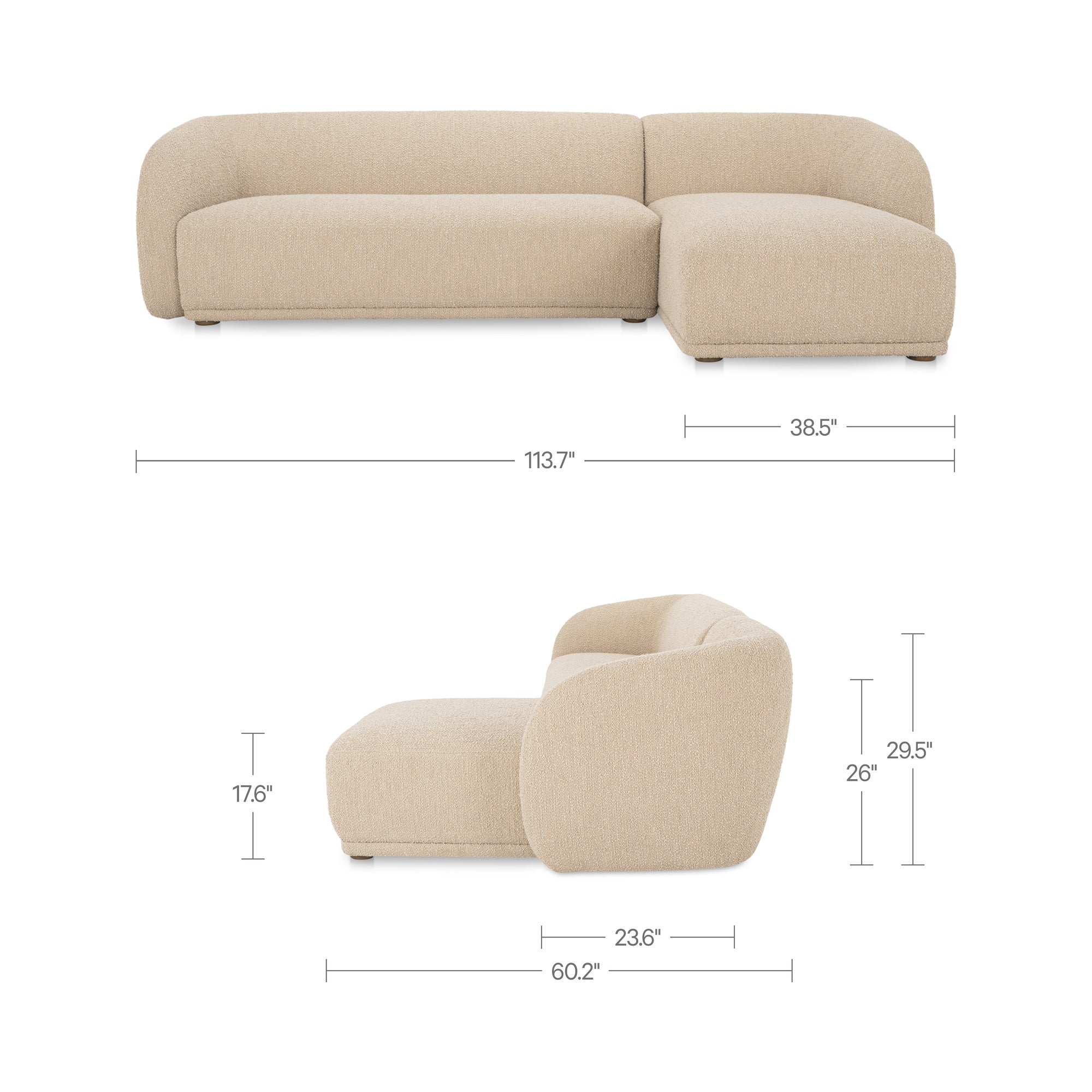 Faye Right Sectional FURNITURE - sectional Moe's Furniture