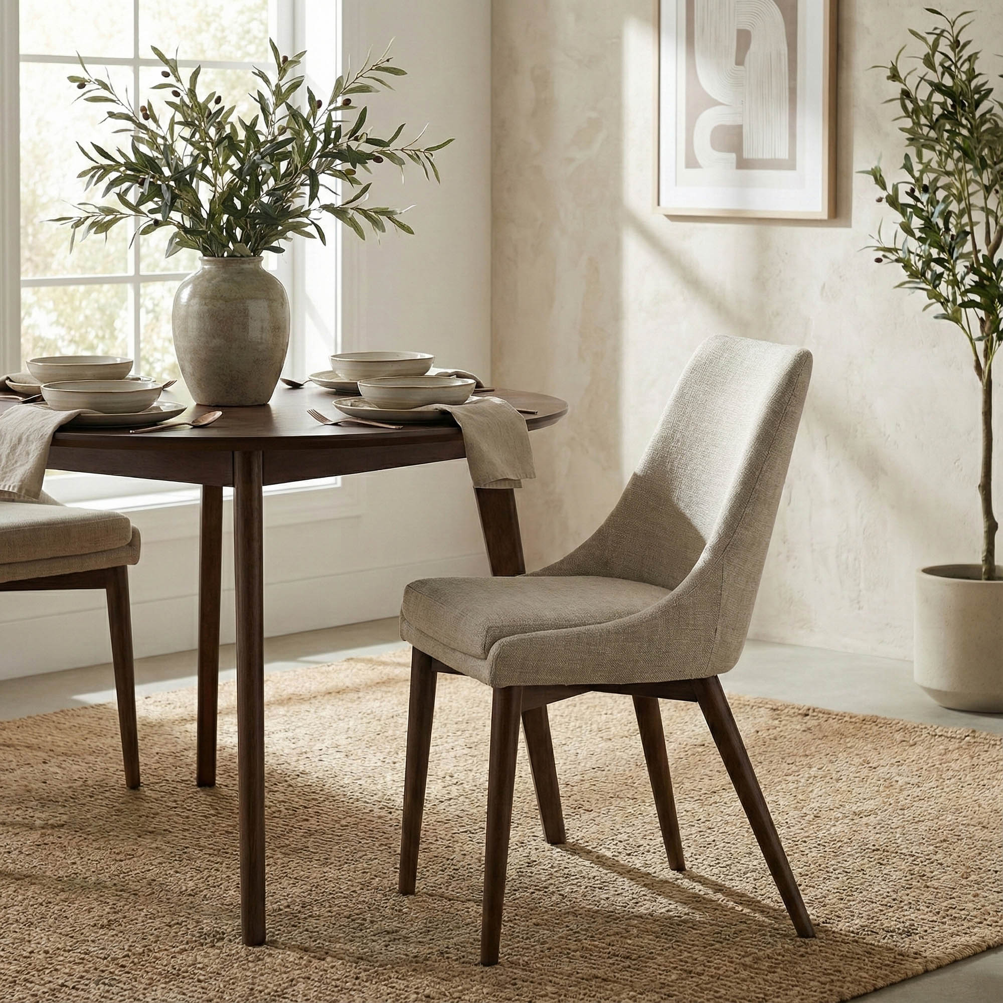 FLOOR MODEL - Frits Dining Chair - set of 2 - Taupe/Dark Brown FURNITURE - floor model LH IMPORTS