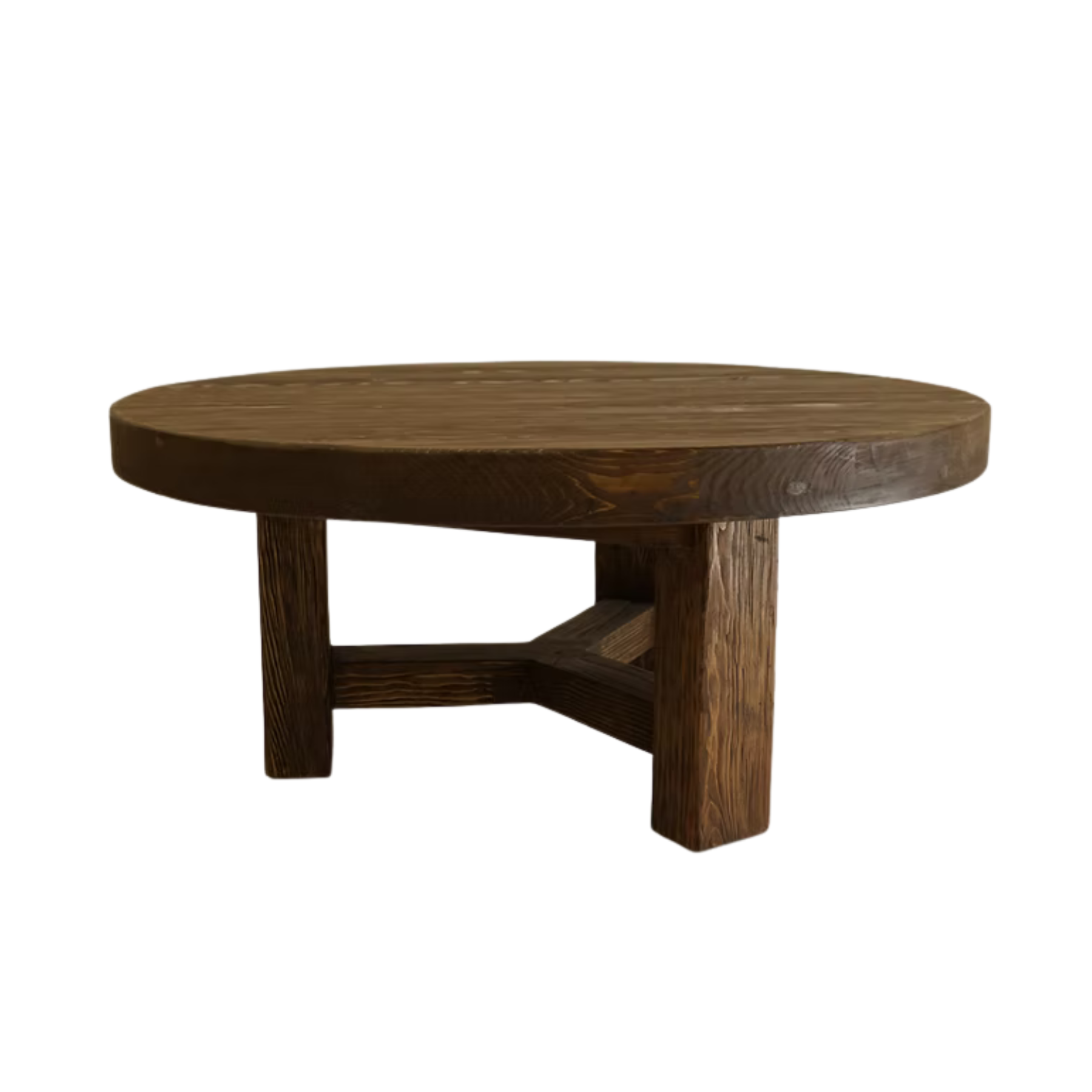 Lawrence Round Reclaimed Wood Coffee Table - Aged Brown 4 - a - FURNITURE - Coffee Table - Round Hauer Market