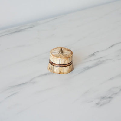 Antiqued Round Wood & Bone Trinket Box - Rug & Weave