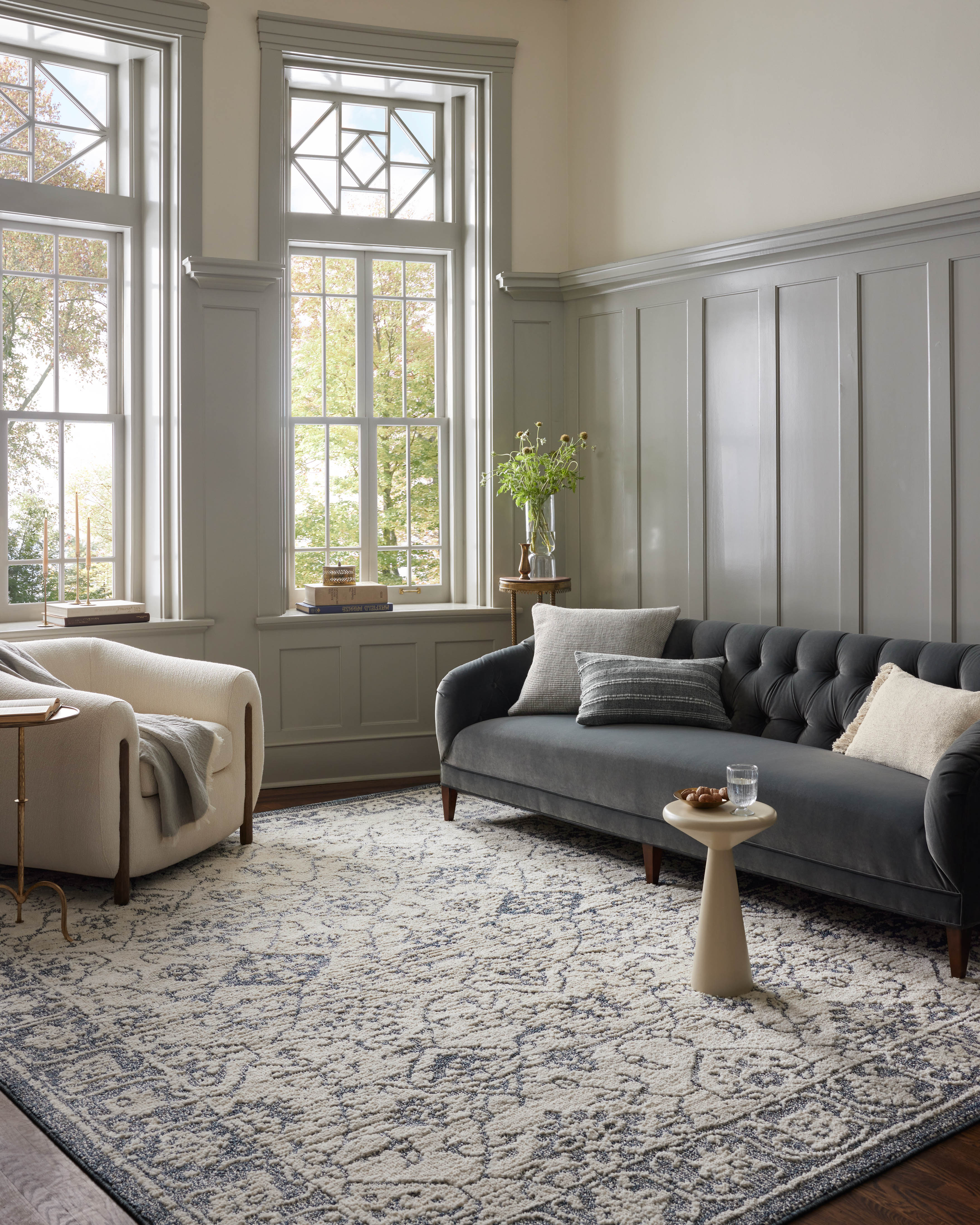 Magnolia Home by Joanna Gaines x Loloi Gigi Ivory / Blue Rug 0-RUGS-patterned Loloi