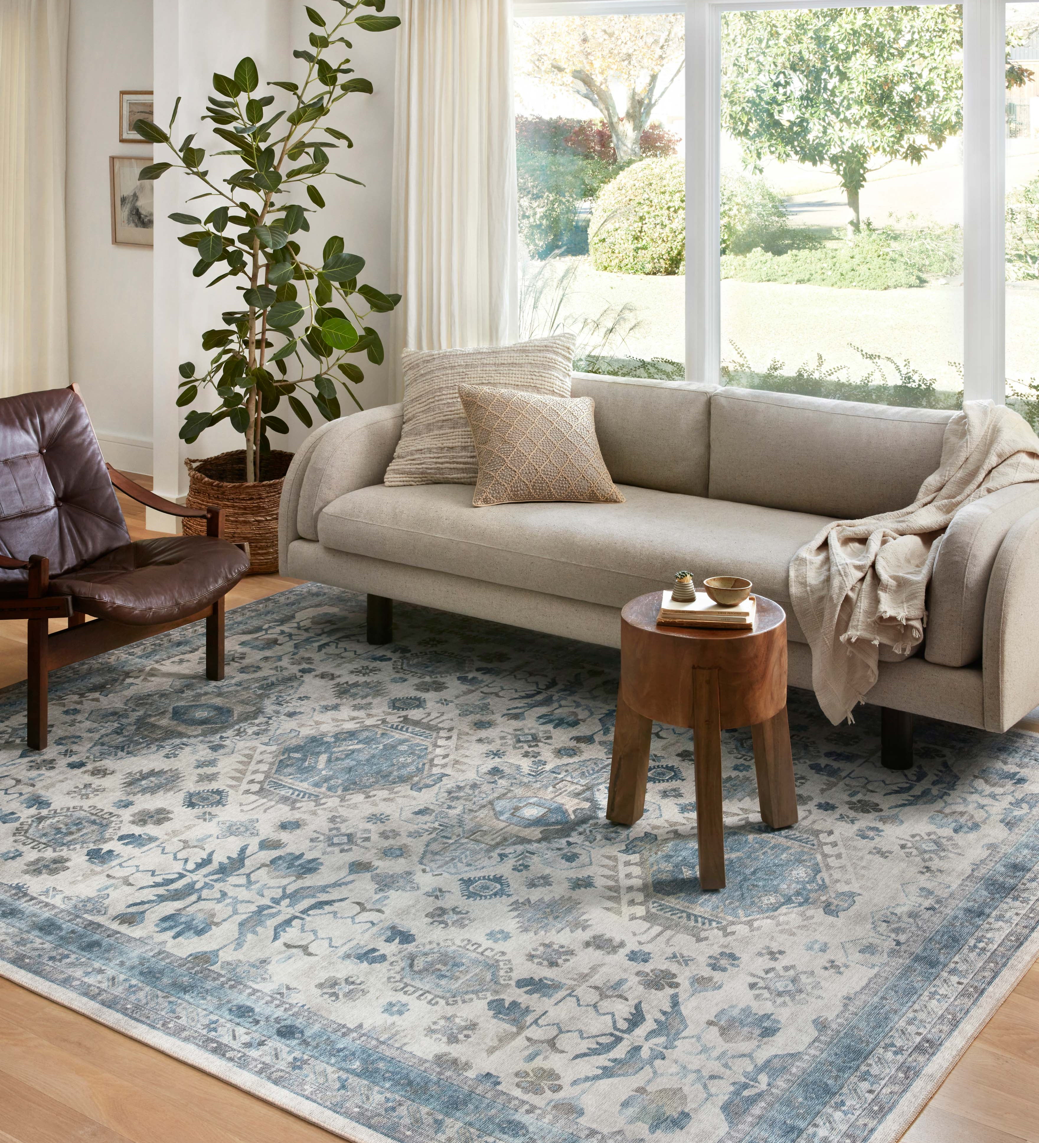 Loloi Heidi Ivory / Ocean Rug 1-RUGS-patterned Loloi