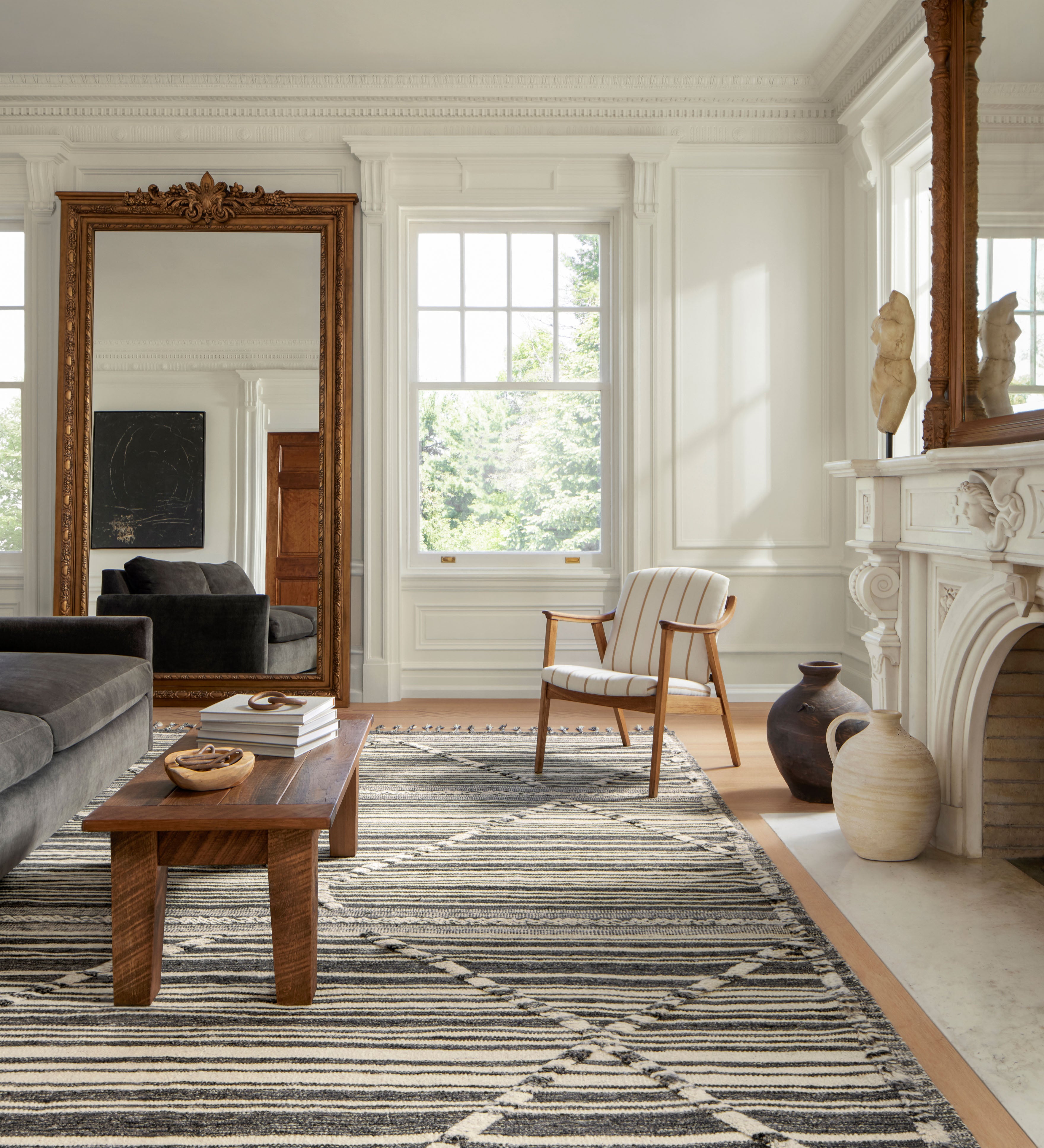 Loloi Iman Ivory / Charcoal Rug RUGS - patterned Loloi