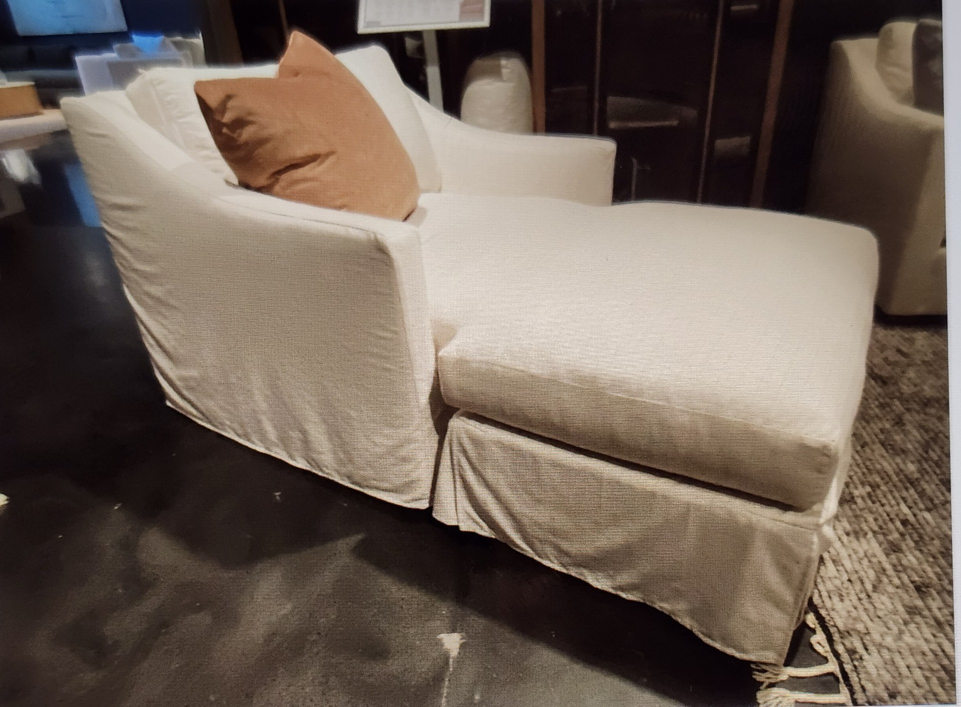 CUSTOM Rowe Bradford Slipcovered chair 1/2 chaise- P604-SLIP-068, P604-SLIP-085, Fabric 102CR-19 (Copy) (Copy) 1 - FURNITURE - sofa Rowe Furniture
