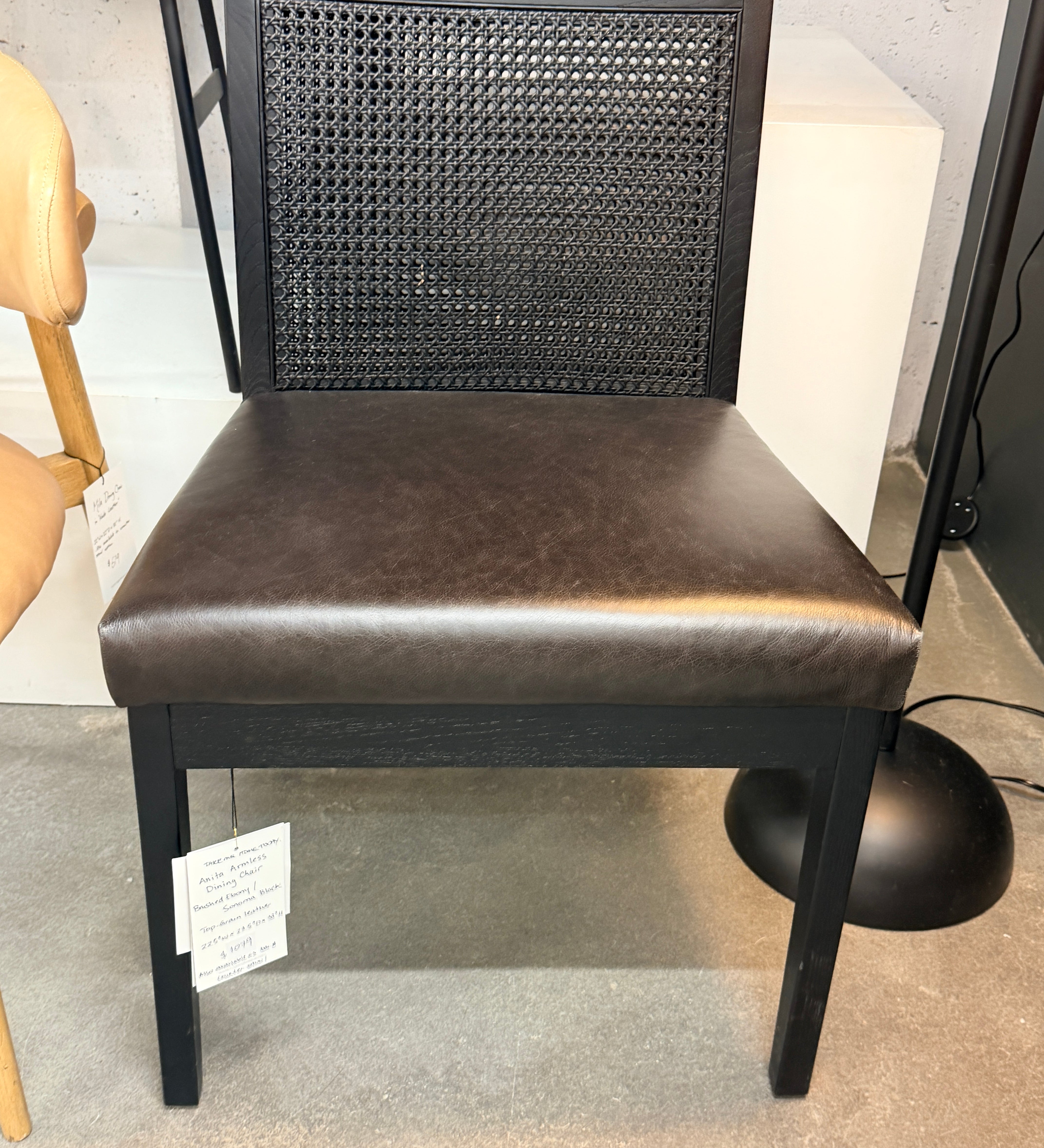 FLOOR MODEL - Antonia Armless Dining Chair - Brushed Ebony / Sonoma Black FURNITURE - floor model Four Hands