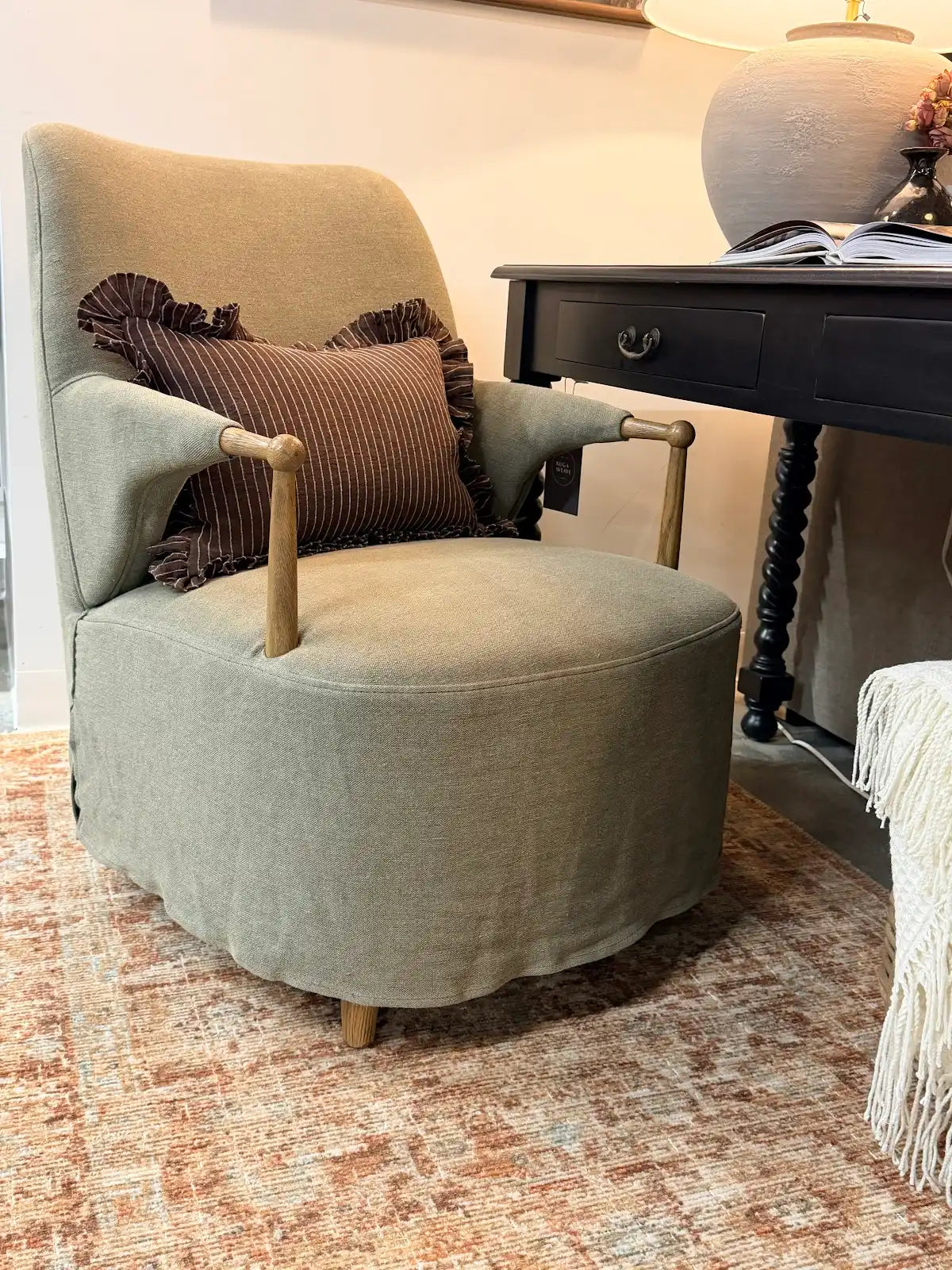 FLOOR MODEL - Brently Chair - Broadway Olive FURNITURE - floor model Four Hands
