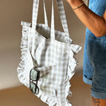 Gingham Ruffle Tote Bag reusable bag Rug and Weave