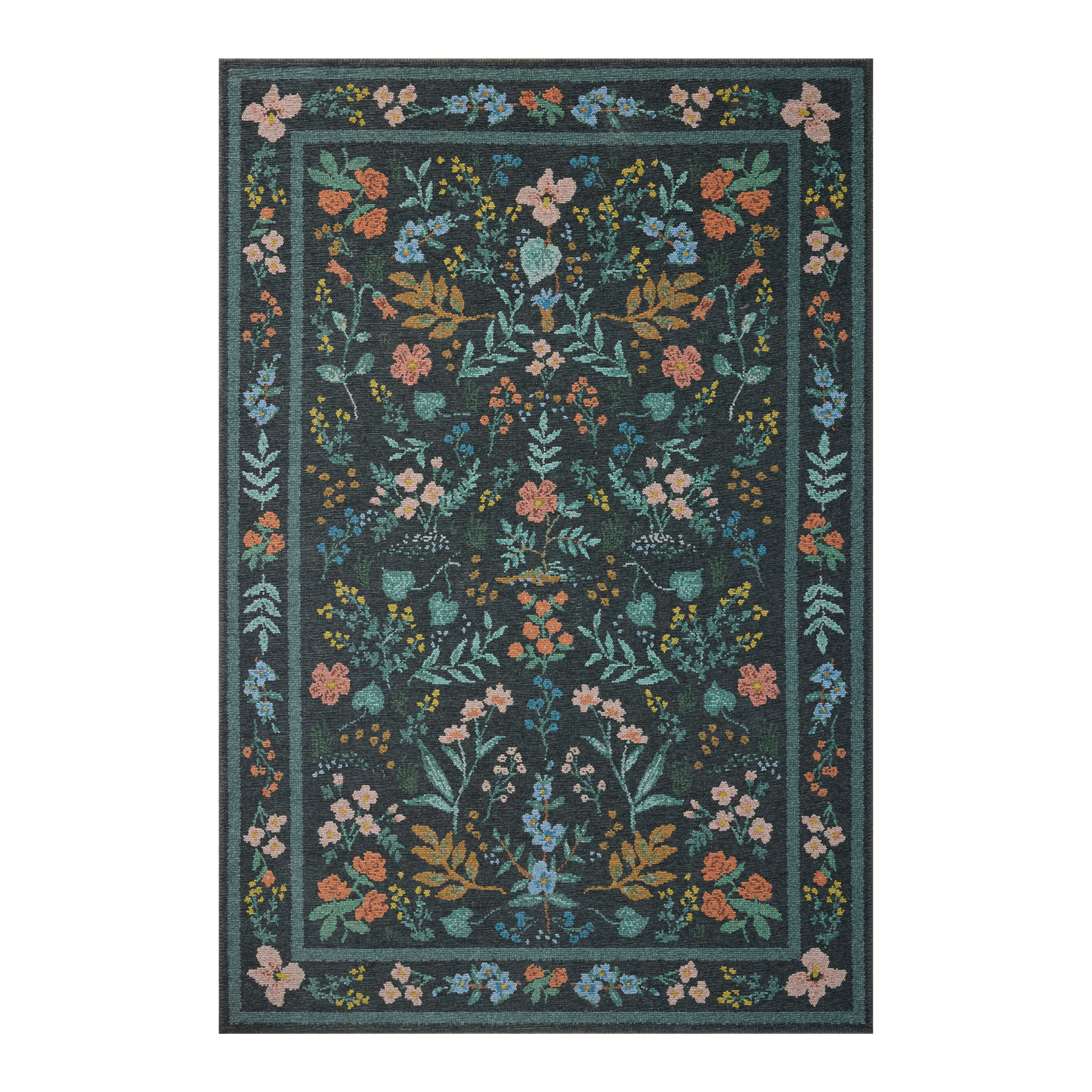 Rifle Paper Co. x Loloi Wildwood Charcoal Rug, 18" x 18" Sample