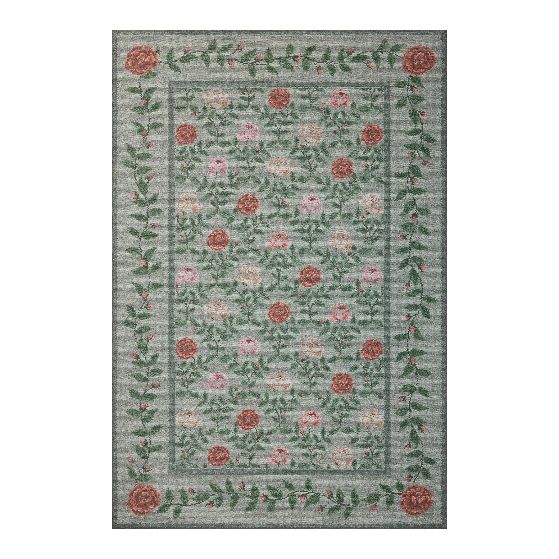 Rifle Paper Co. x Loloi Wildwood Green Rug, 18" x 18" Sample