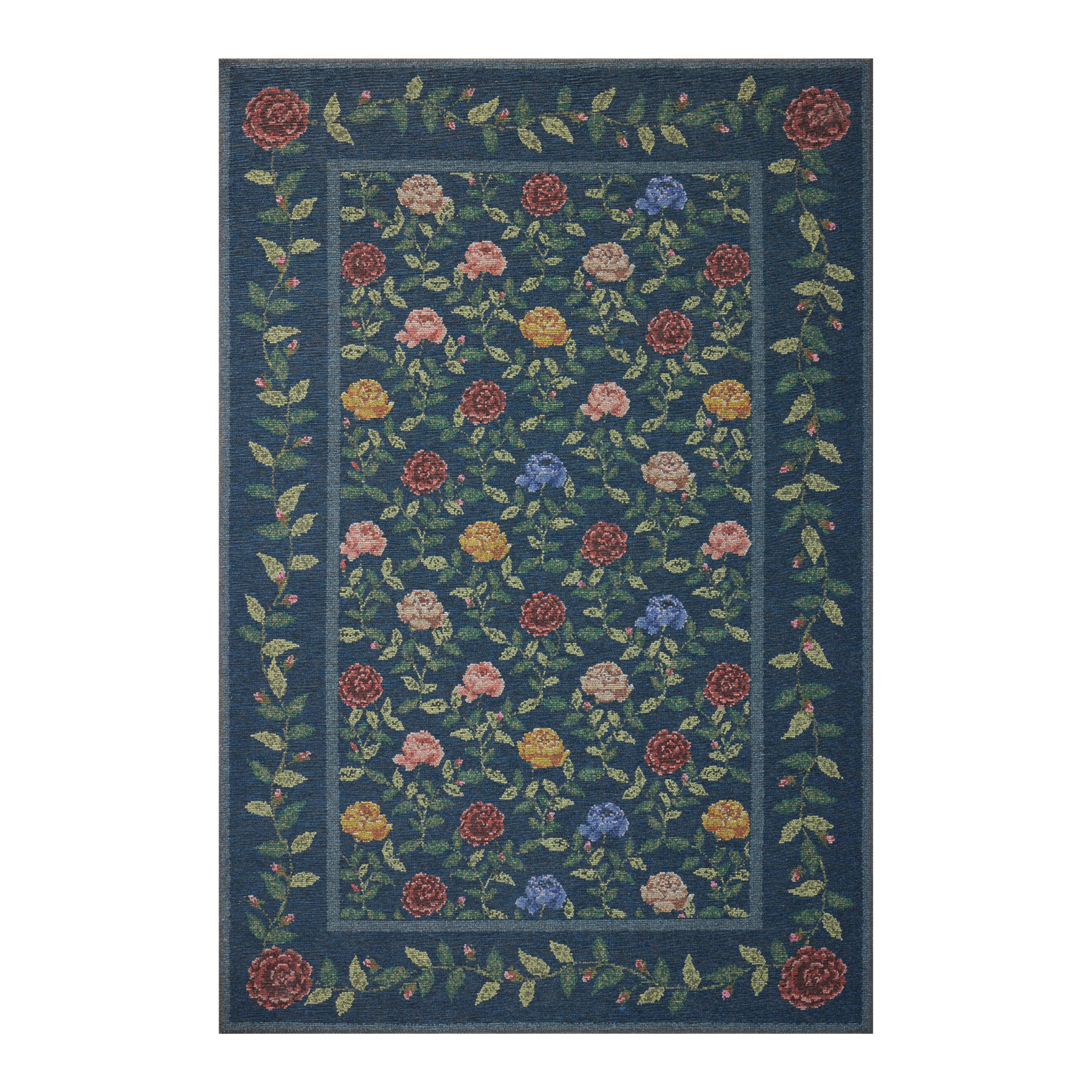 Rifle Paper Co. x Loloi Wildwood Navy Rug, 18" x 18" Sample