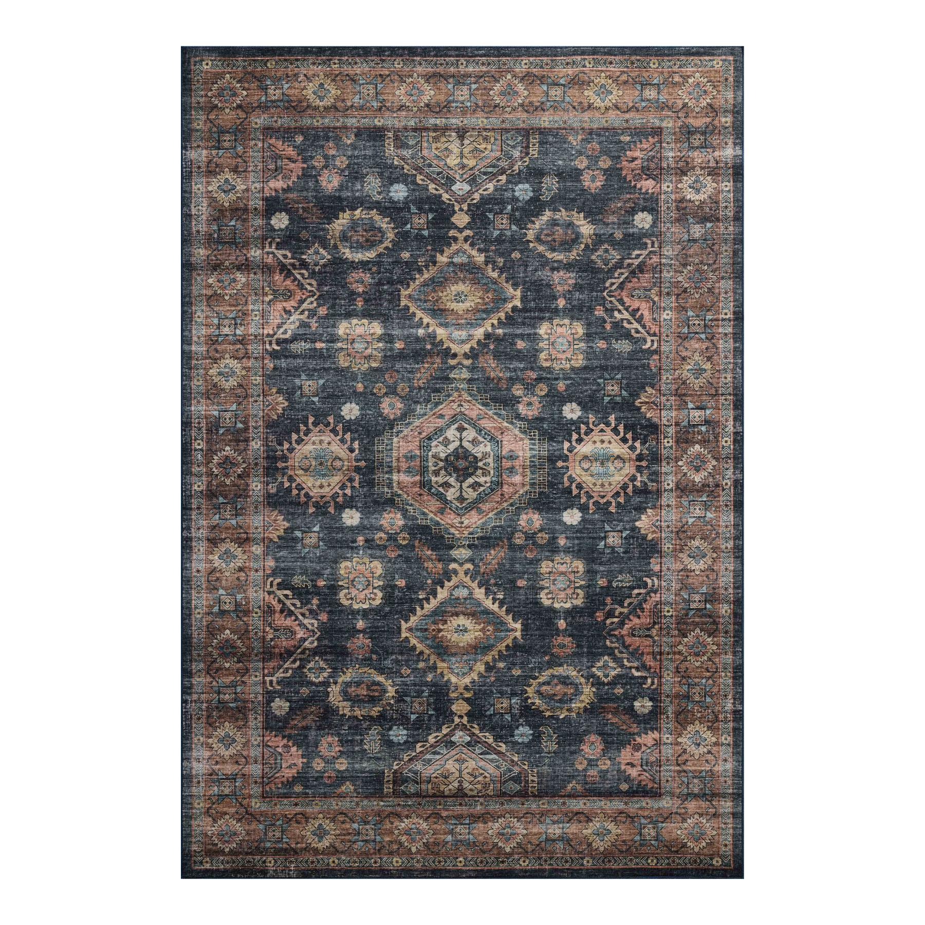 Loloi Anniston Denim / Sunset Washable Rug RUGS-patterned Loloi