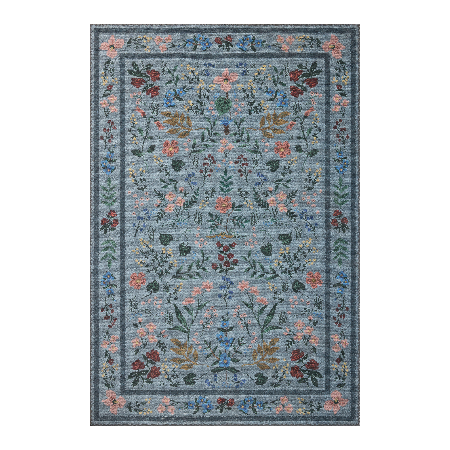 Rifle Paper Co. x Loloi Wildwood Blue Rug, 18" x 18" Sample
