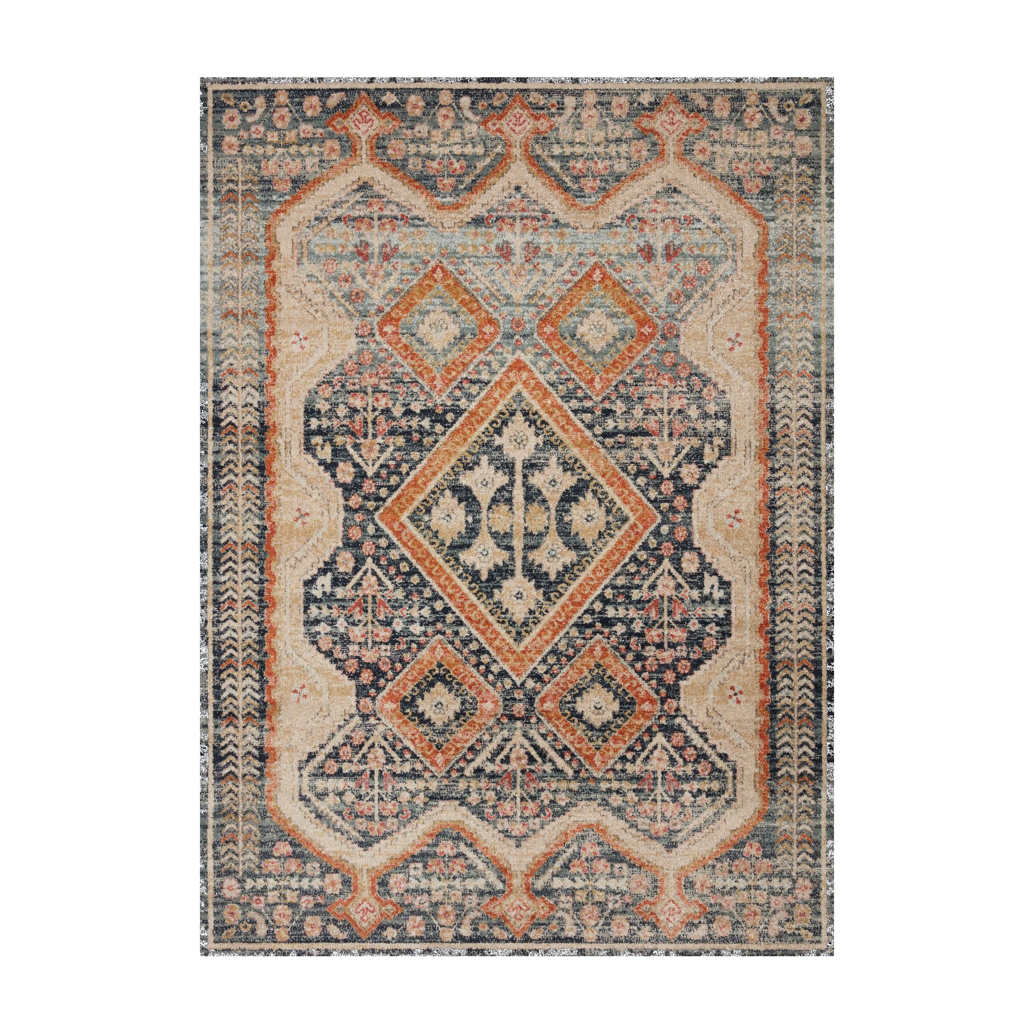 Loloi Jocelyn Navy / Multi Rug, 18" x 18"