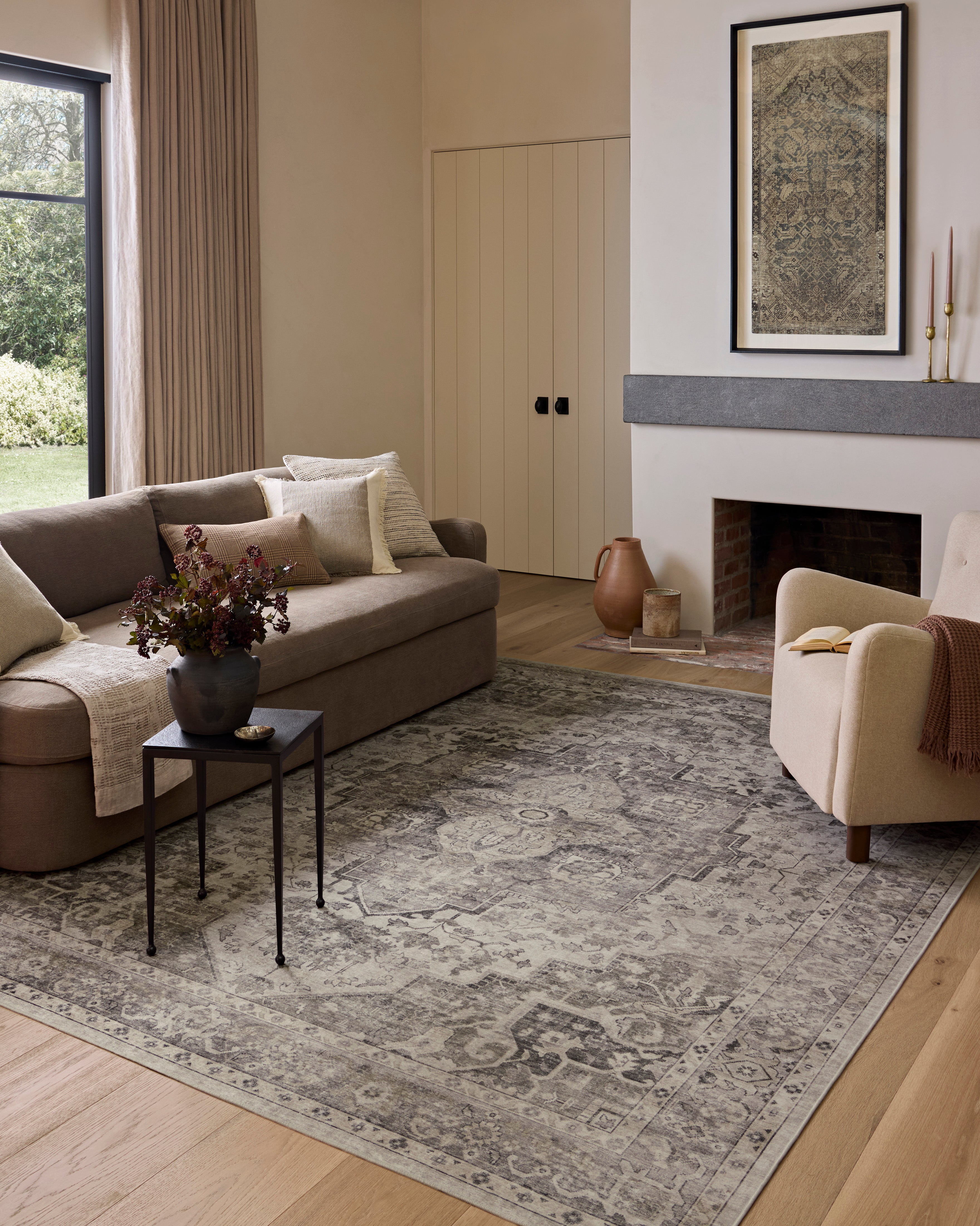 Amber Lewis x Loloi Josie Silver / Natural Machine Washable Rug RUGS - synthetic Loloi